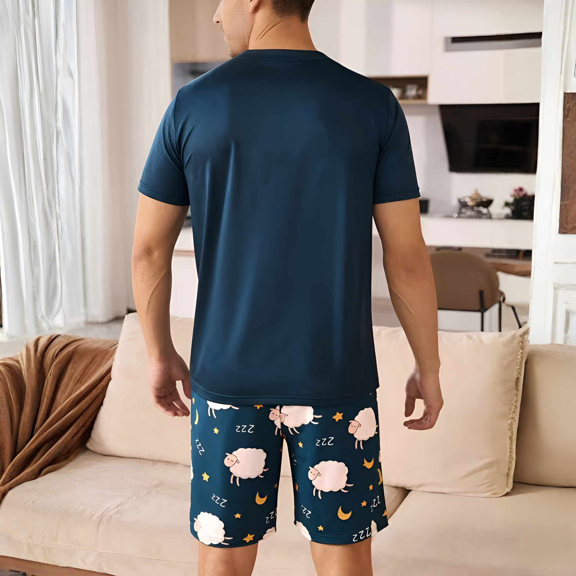 Lamb Pattern Print Couple Style Homewear Pajama Set