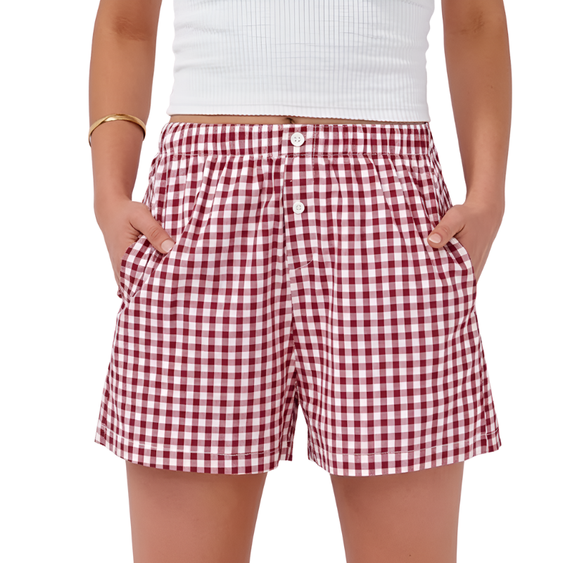 Boxer Shorts For Women With Plaid Pattern