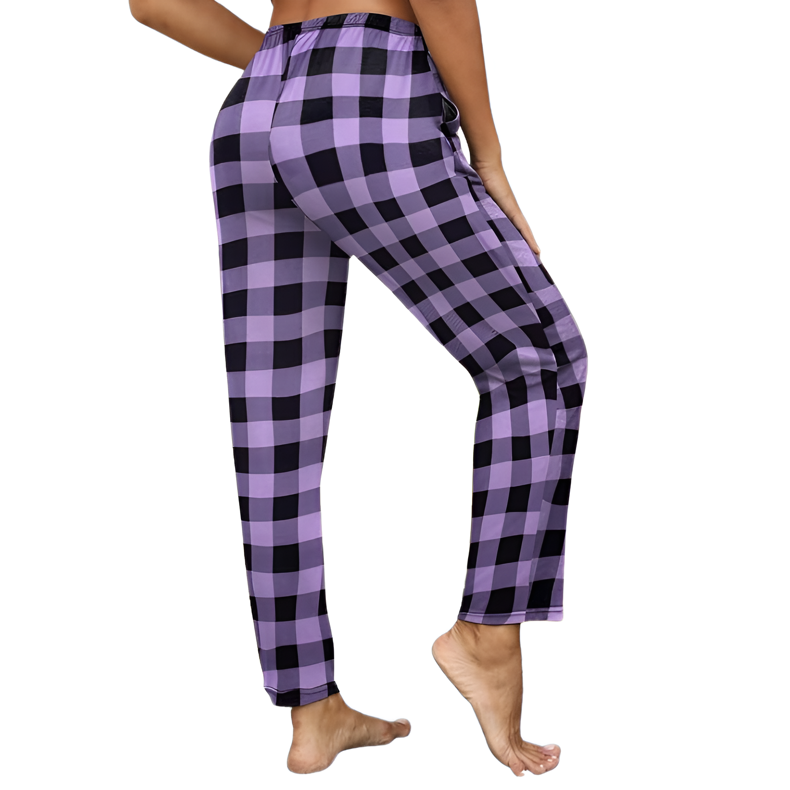 Lightweight Plaid Sleep Lounge Pants With Pockets For Women