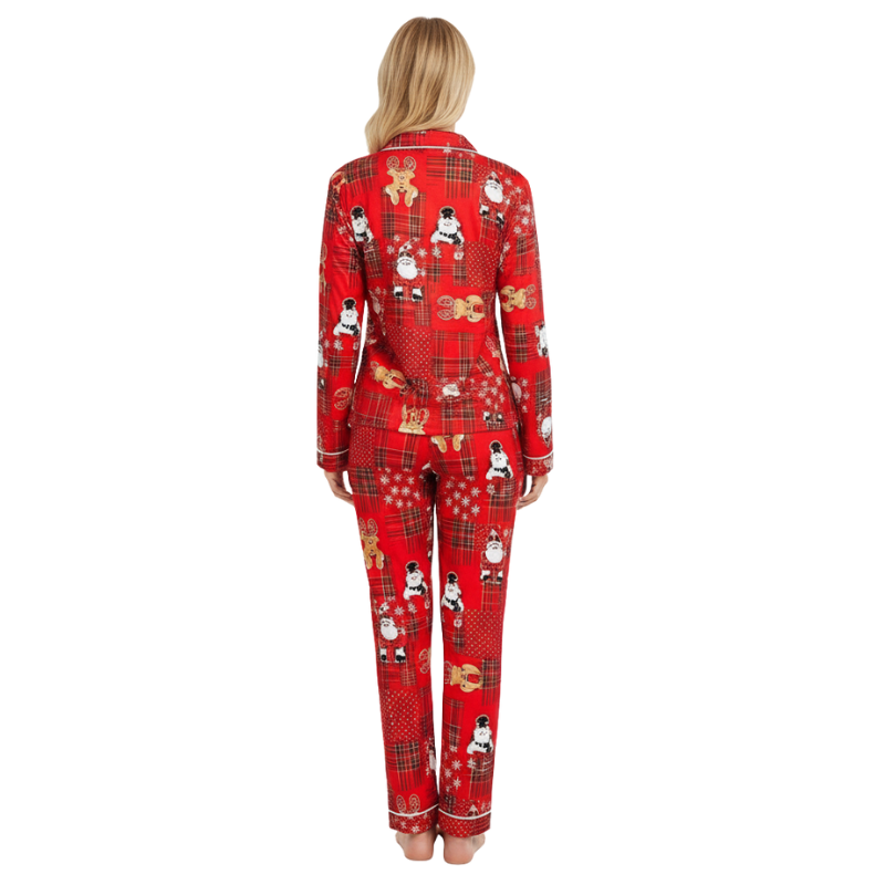 Family Christmas Pajama Set with Plaid Pants and Printed Tops