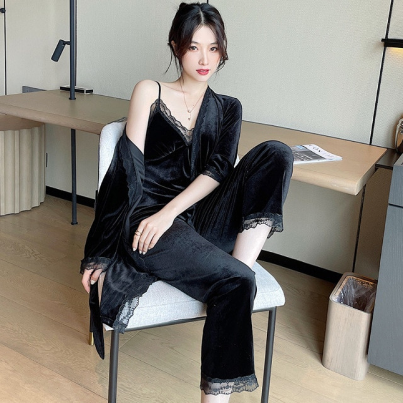 The Solid Strapped Pajama Set Breathable Pajamas Women-Original Pajamas