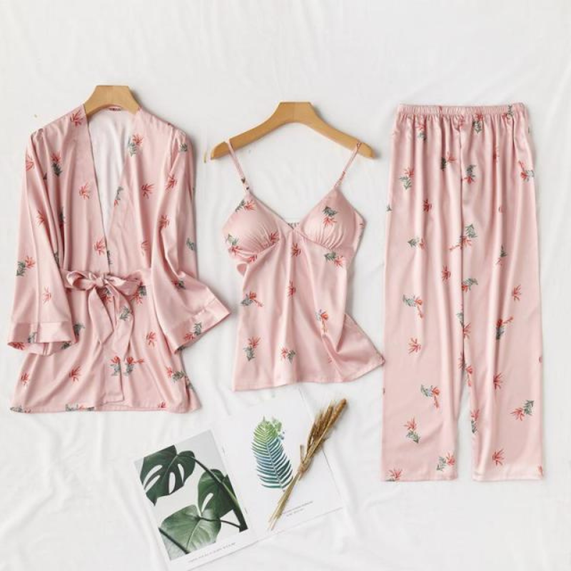 The Spaghetti Strap 3 Piece Pajama Set With Robe-Original Pajamas