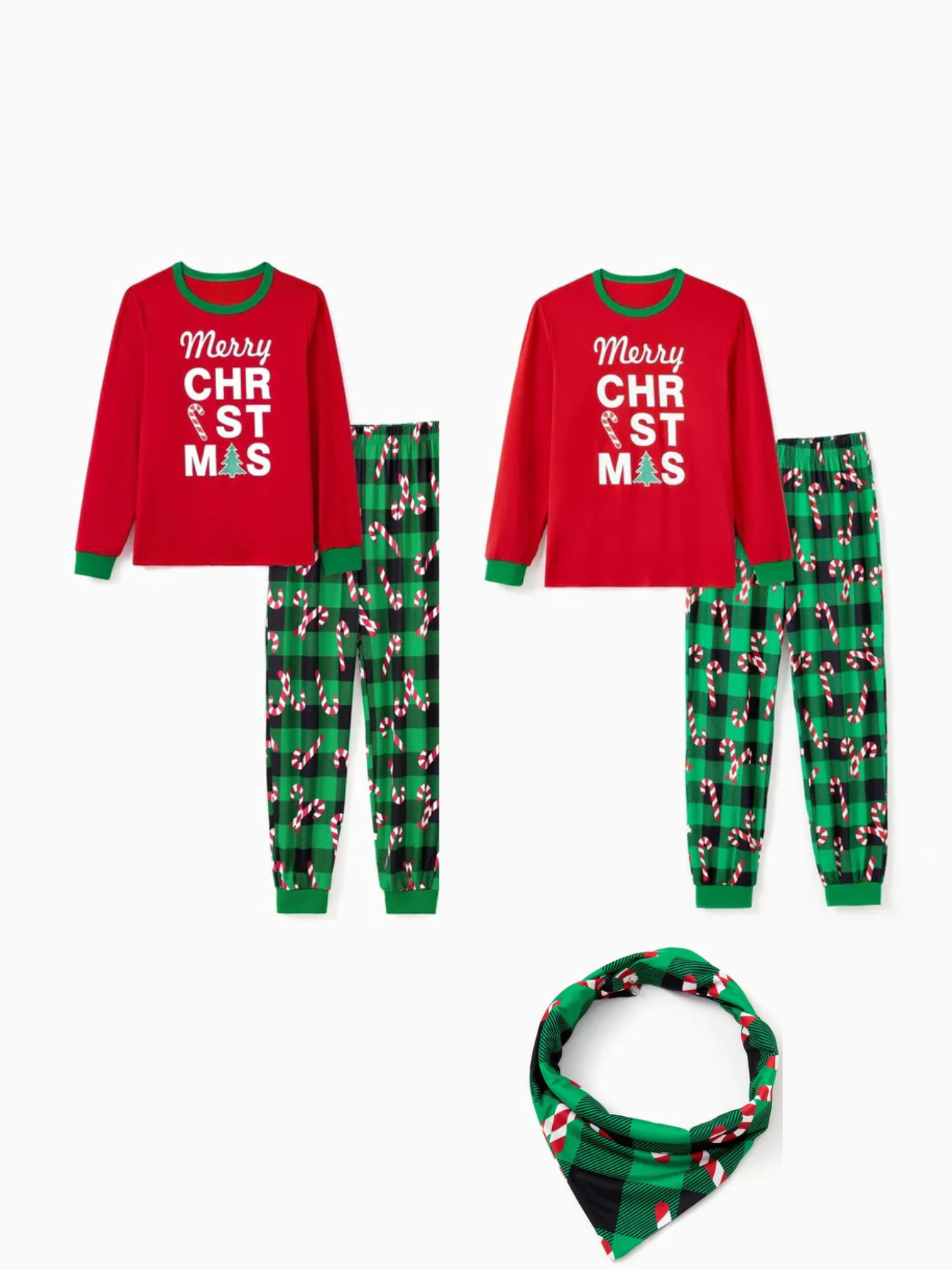 Printed Candy Cane Glow In The Dark Merry Christmas Family Pajama Set-Original Pajamas