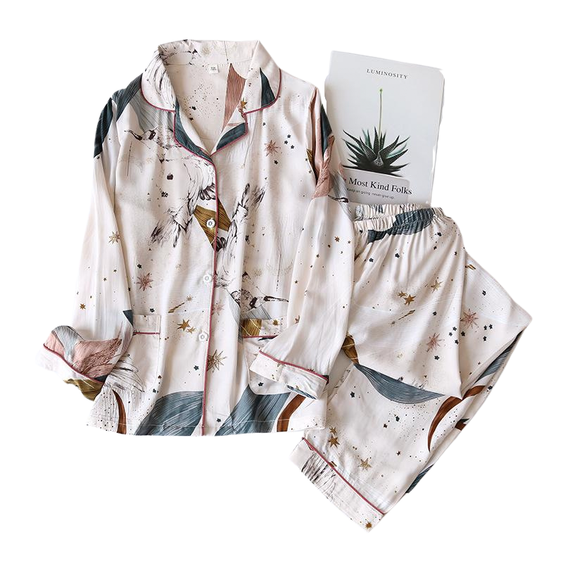 Printed Summer Matching Pants And Shorts Set-Original Pajamas