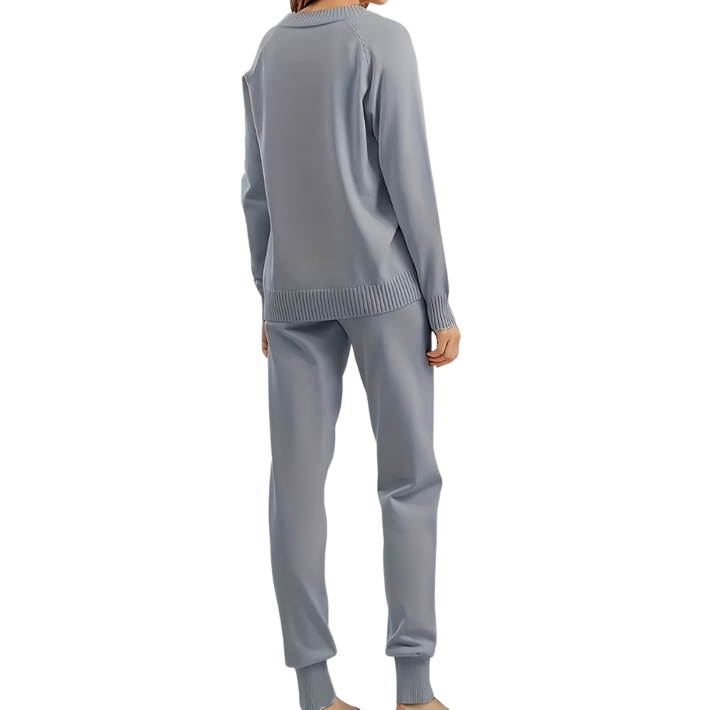 V Collar Knit Sweater Pant Set