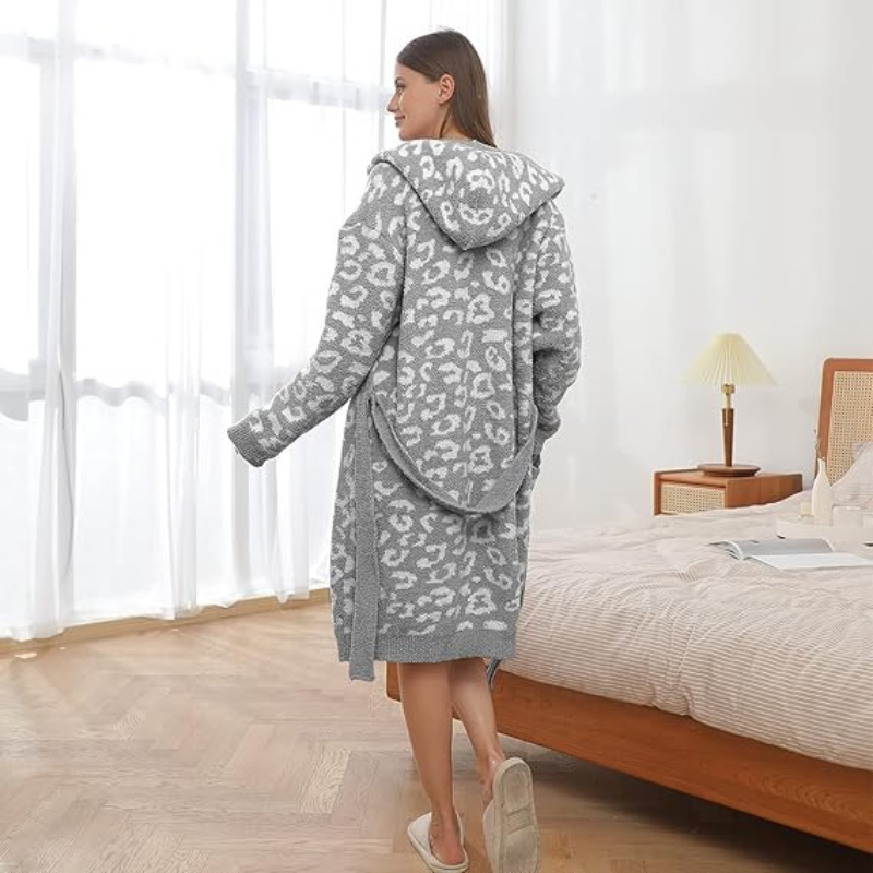 Lightweight Hooded Wrap Design Bathrobe For Women