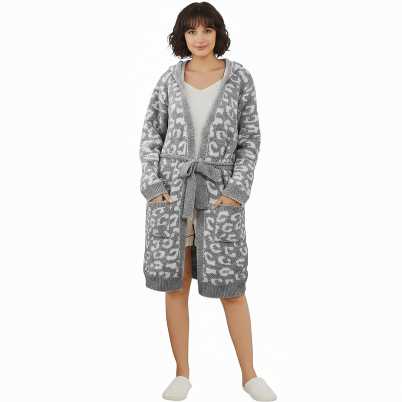 Lightweight Hooded Wrap Design Bathrobe For Women