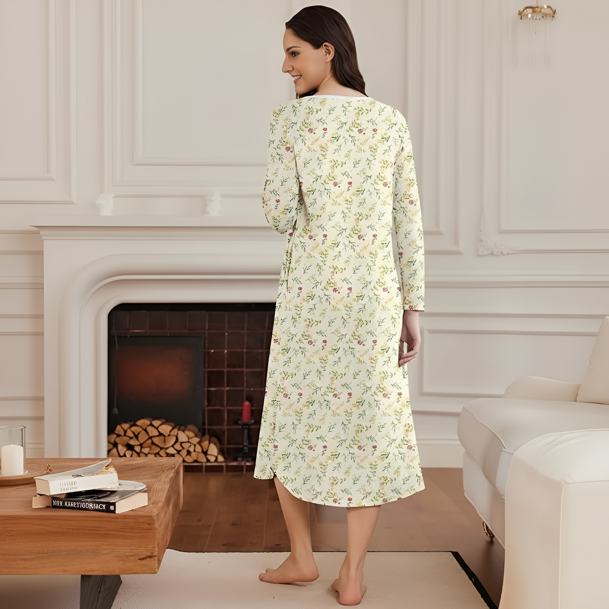 Full Length Nightgown For Women With Pockets