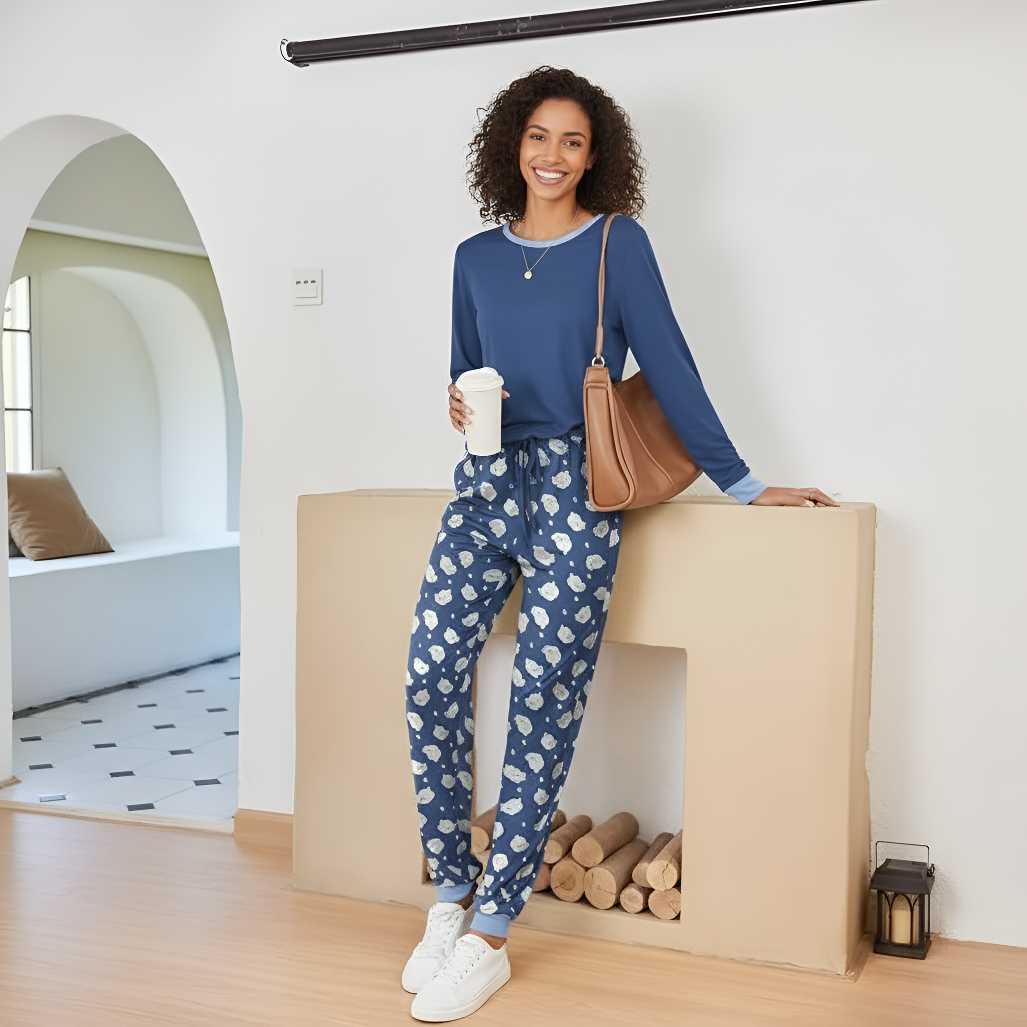 2 Piece Long Sleeve Top And Jogger Pants Lounge Pajama Set