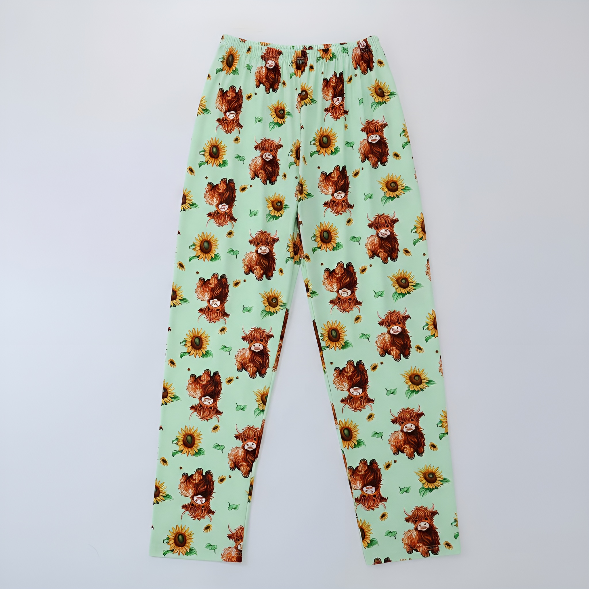 Highland Cow Print 3 Piece Pajama Lounge Set For Women