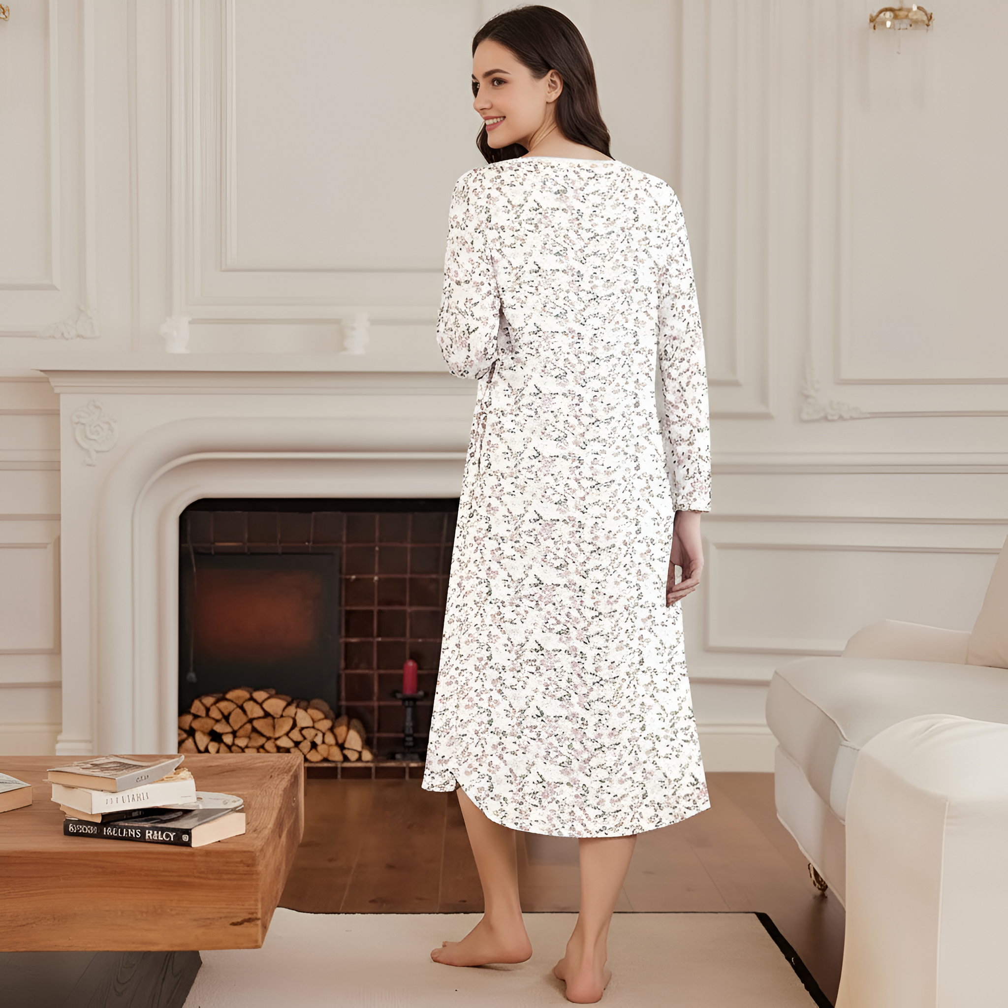 Full Length Nightgown For Women With Pockets