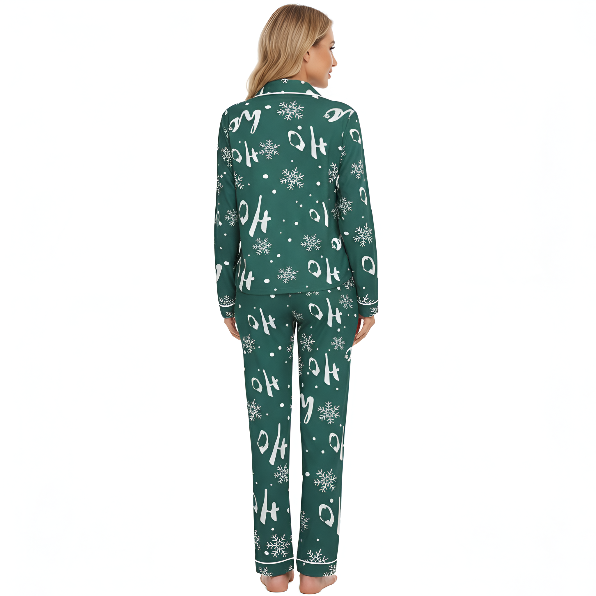 Family Christmas Pajama Set with Plaid Pants and Printed Tops