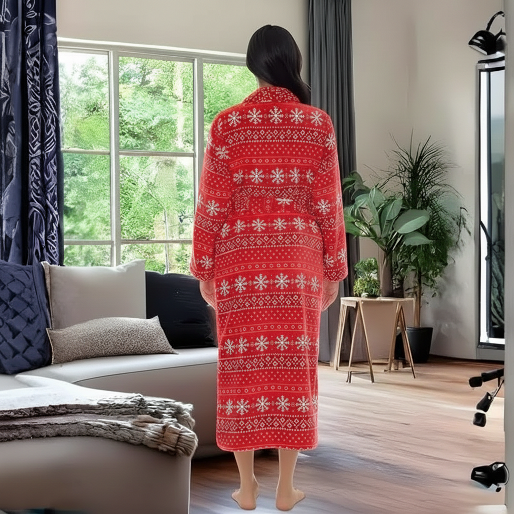 Long Plush Fleece Winter Bathrobe For Women