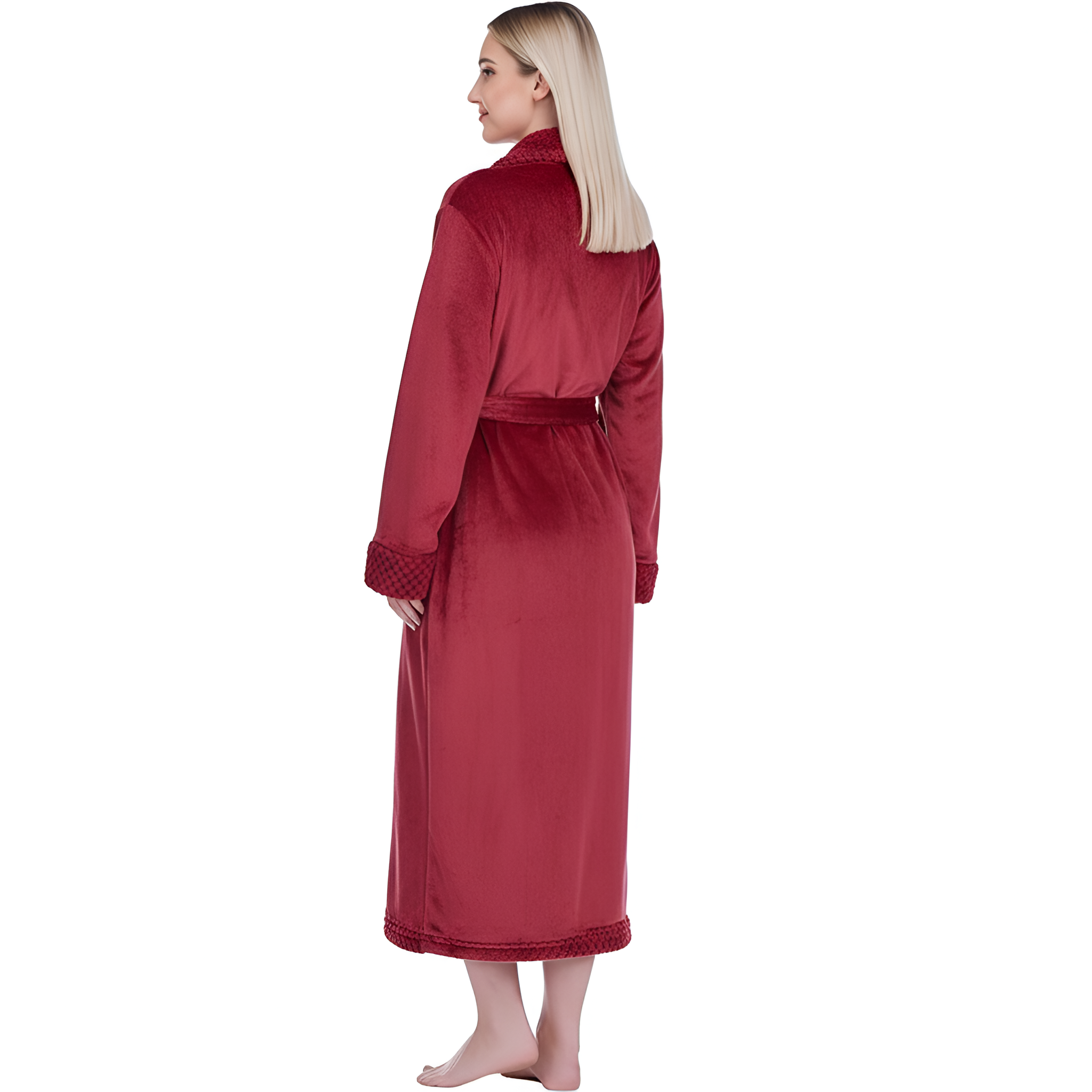 Soft Fleece Long Spa Bathrobe With Pockets