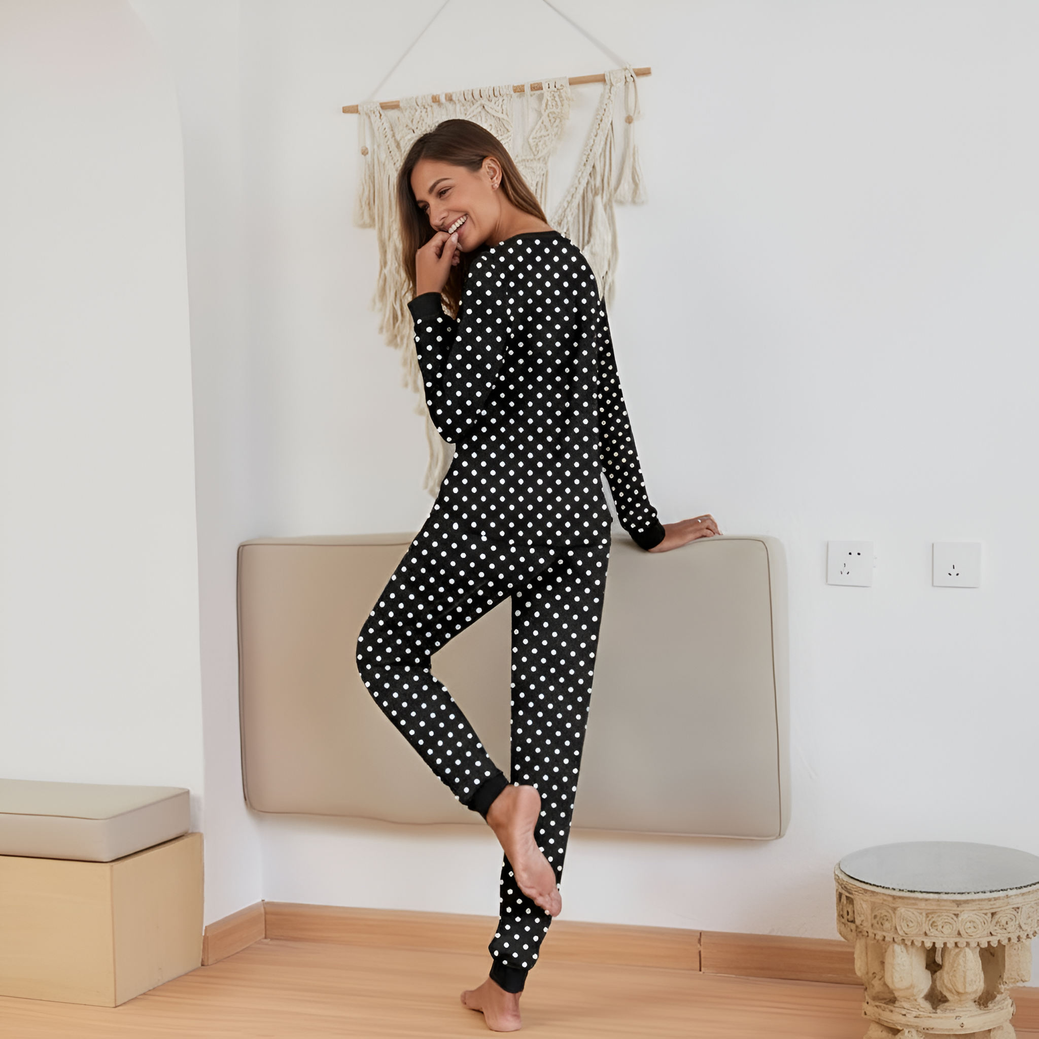 2 Piece Long Sleeve Top And Jogger Pants Lounge Pajama Set