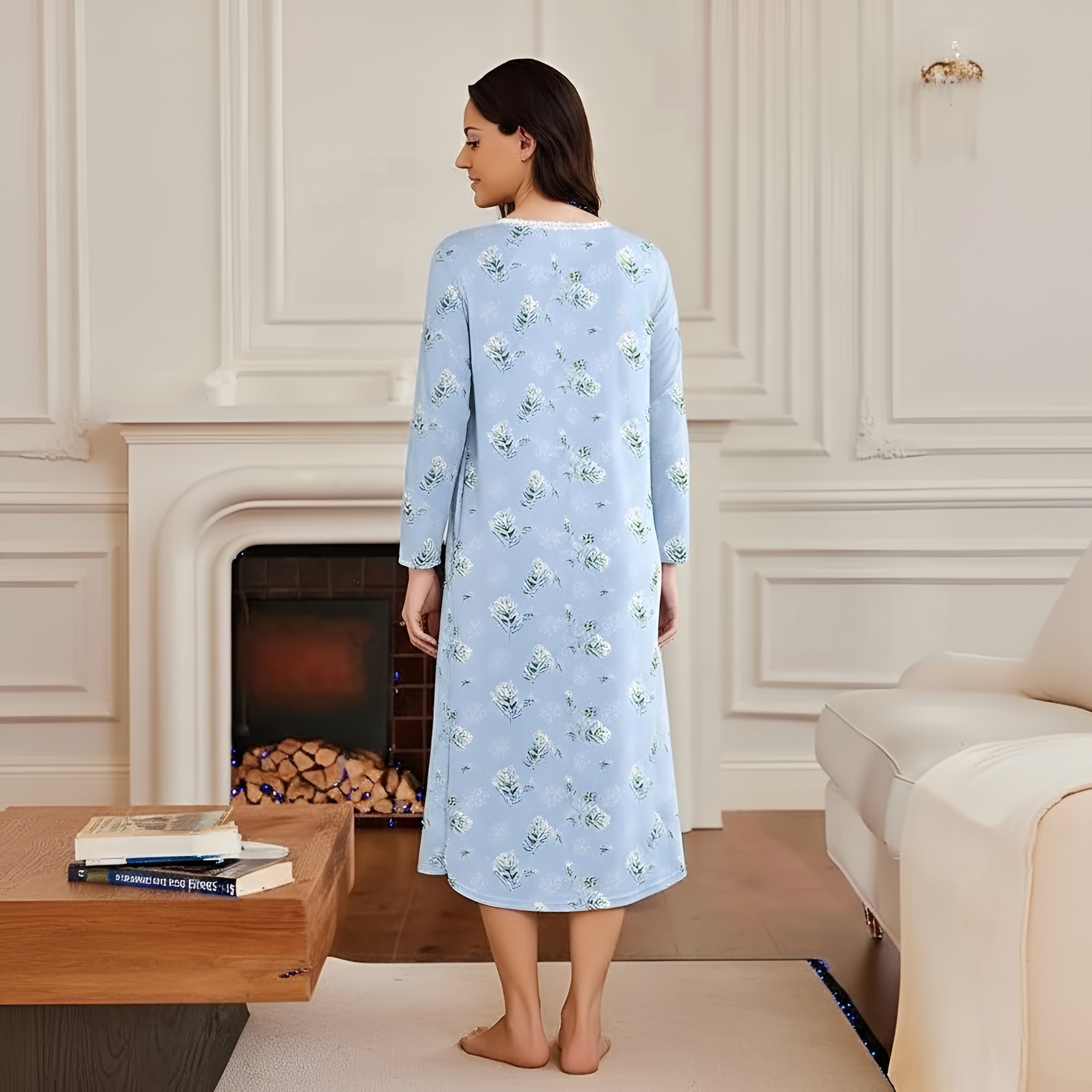 Full Length Nightgown For Women With Pockets