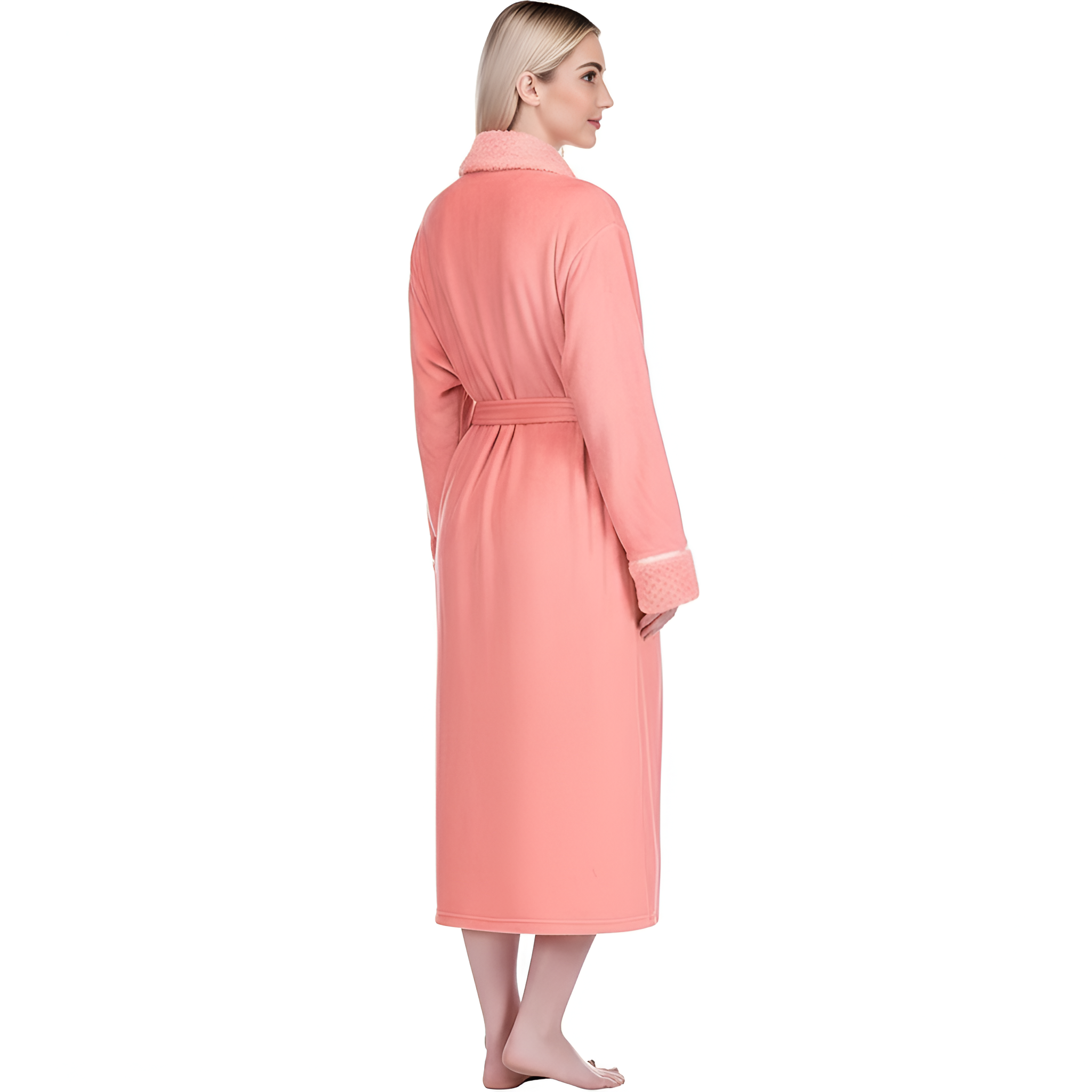 Soft Fleece Long Spa Bathrobe With Pockets