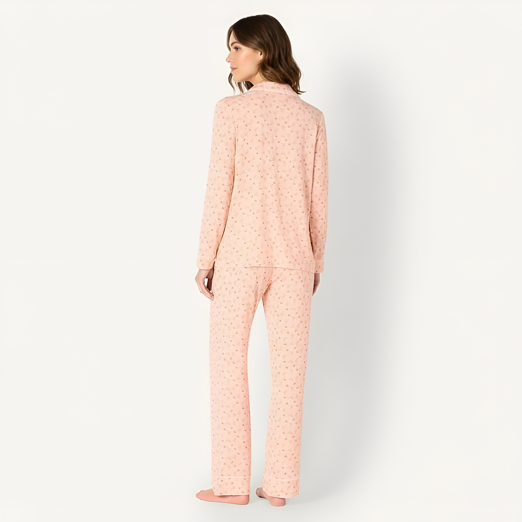Classic Long Sleeve Button Front Pajama Set For Women