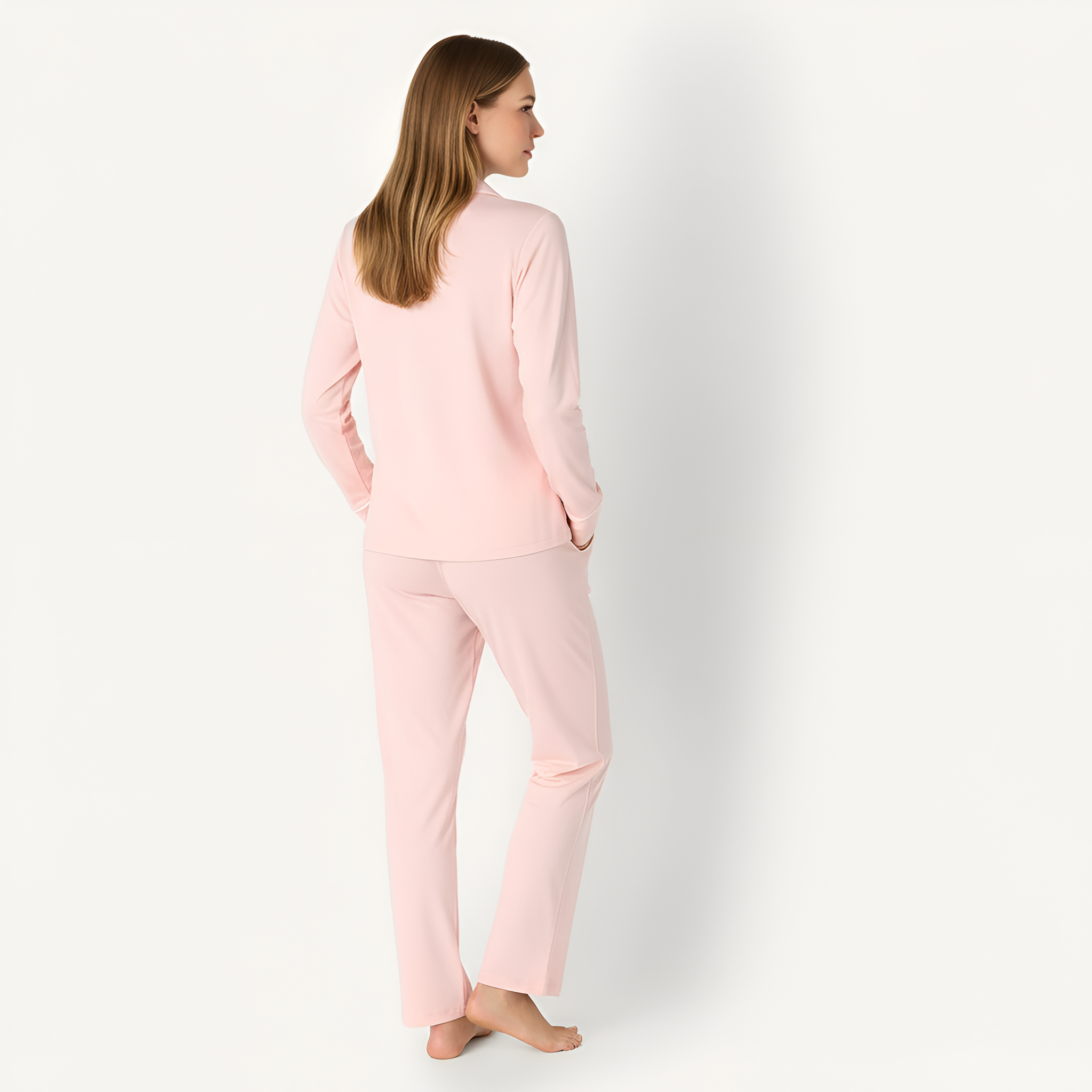 Classic Long Sleeve Button Front Pajama Set For Women