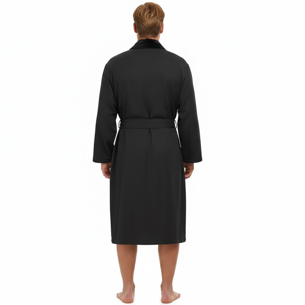 Plush Lined Microfiber Bathrobe With Pockets