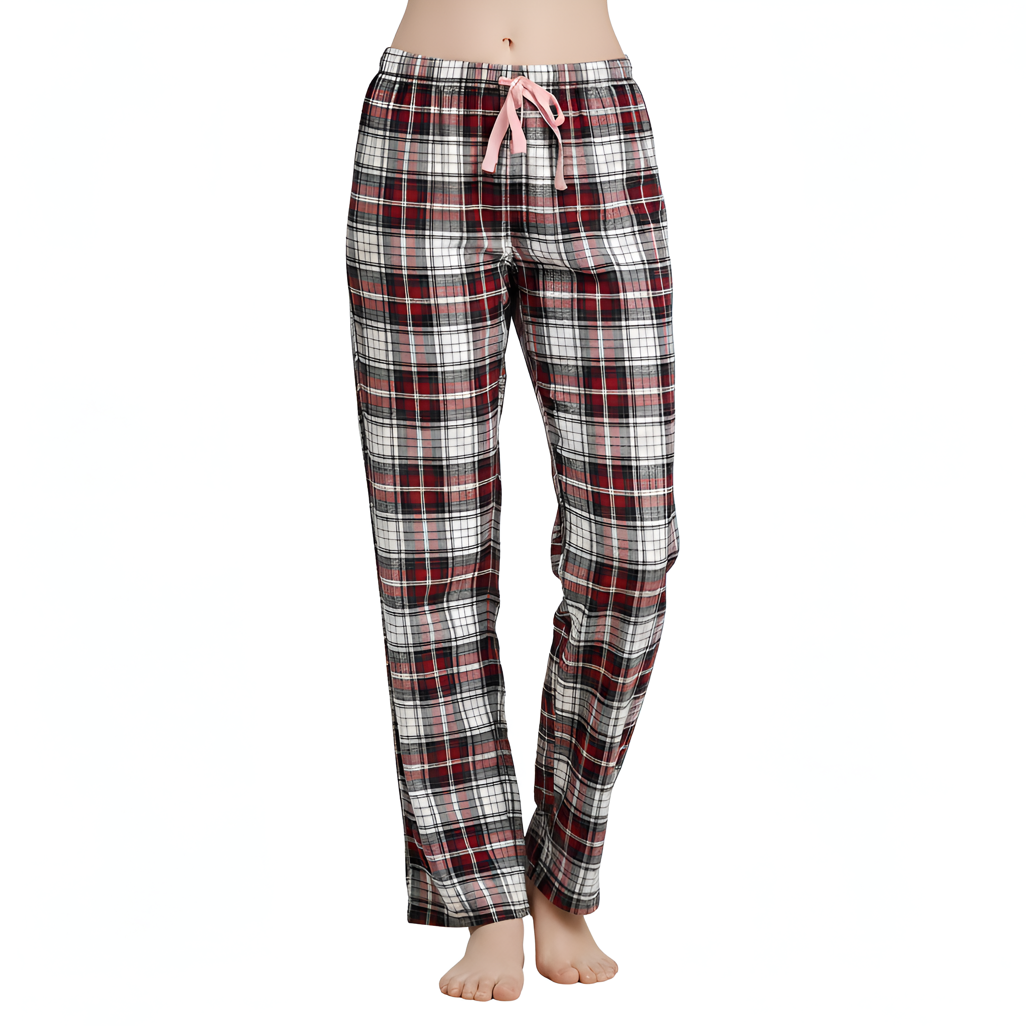 Flannel Plaid Pajama Pants With Drawstring For Women
