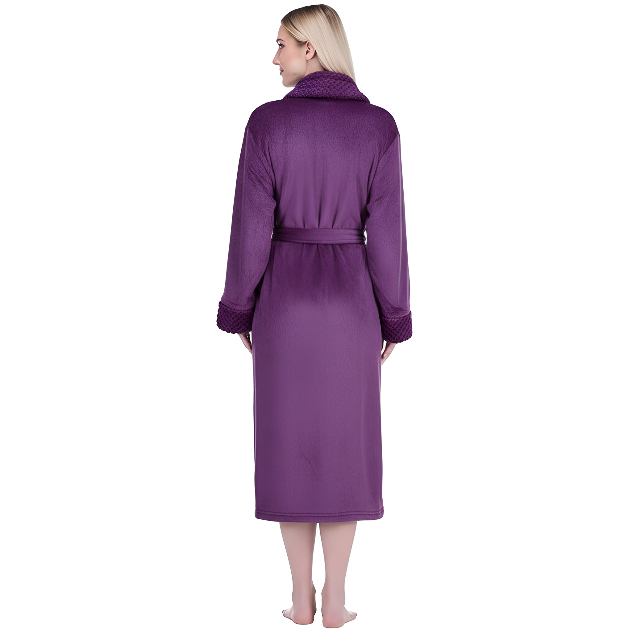 Soft Fleece Long Spa Bathrobe With Pockets