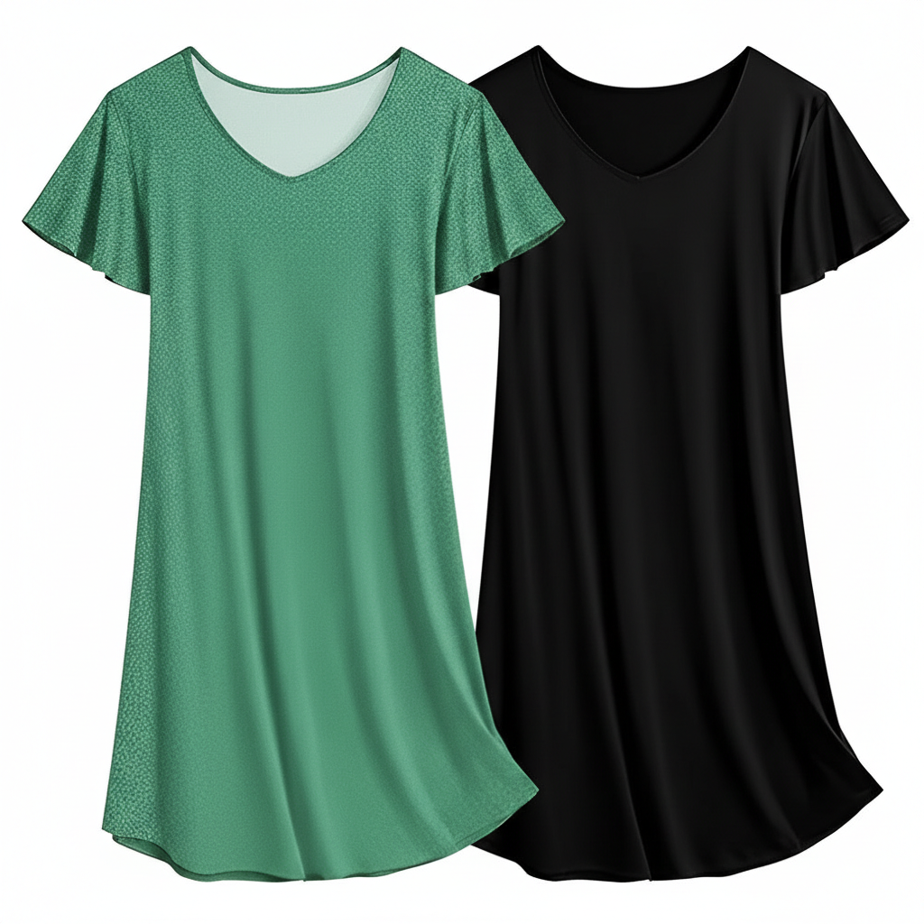Pack Of 2 Nightgown Set With Short Sleeves For Women