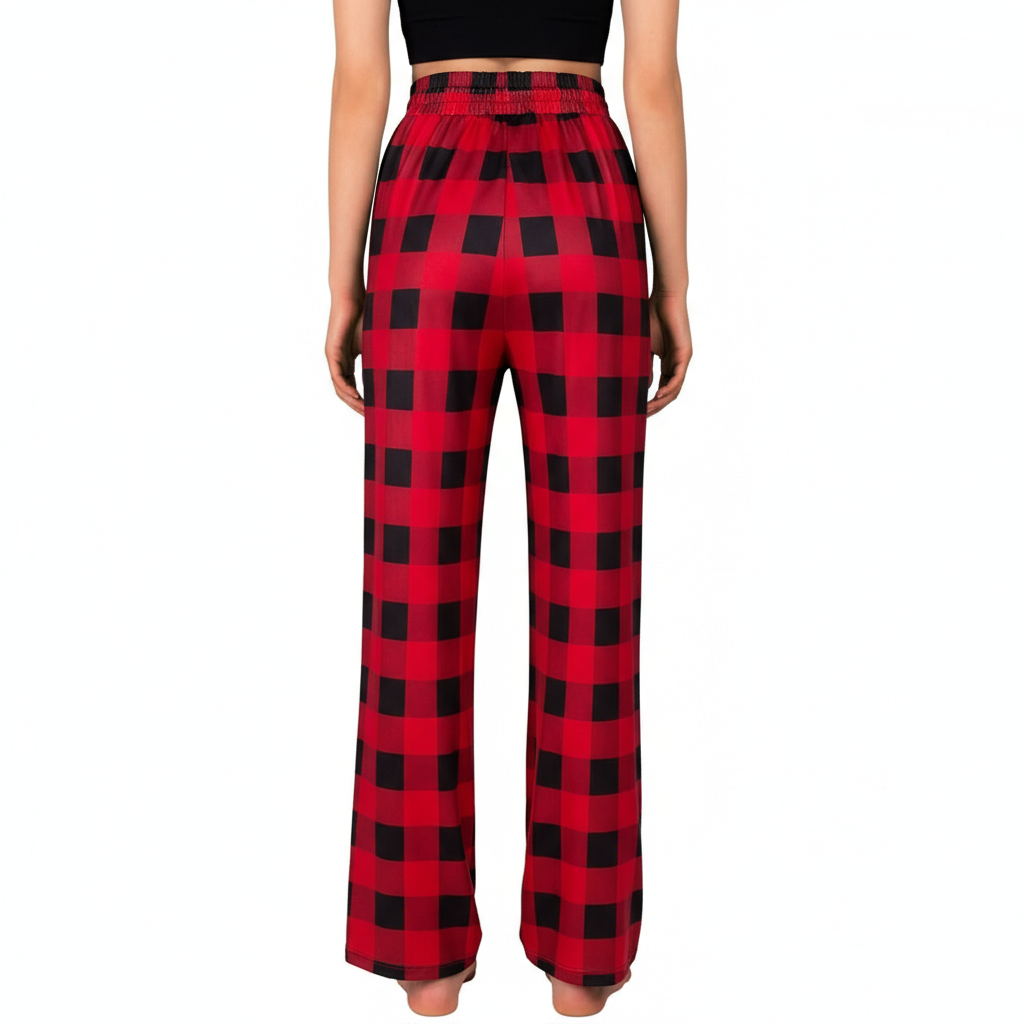 Plaid Pajama Pants For Lounge With Pockets For Women