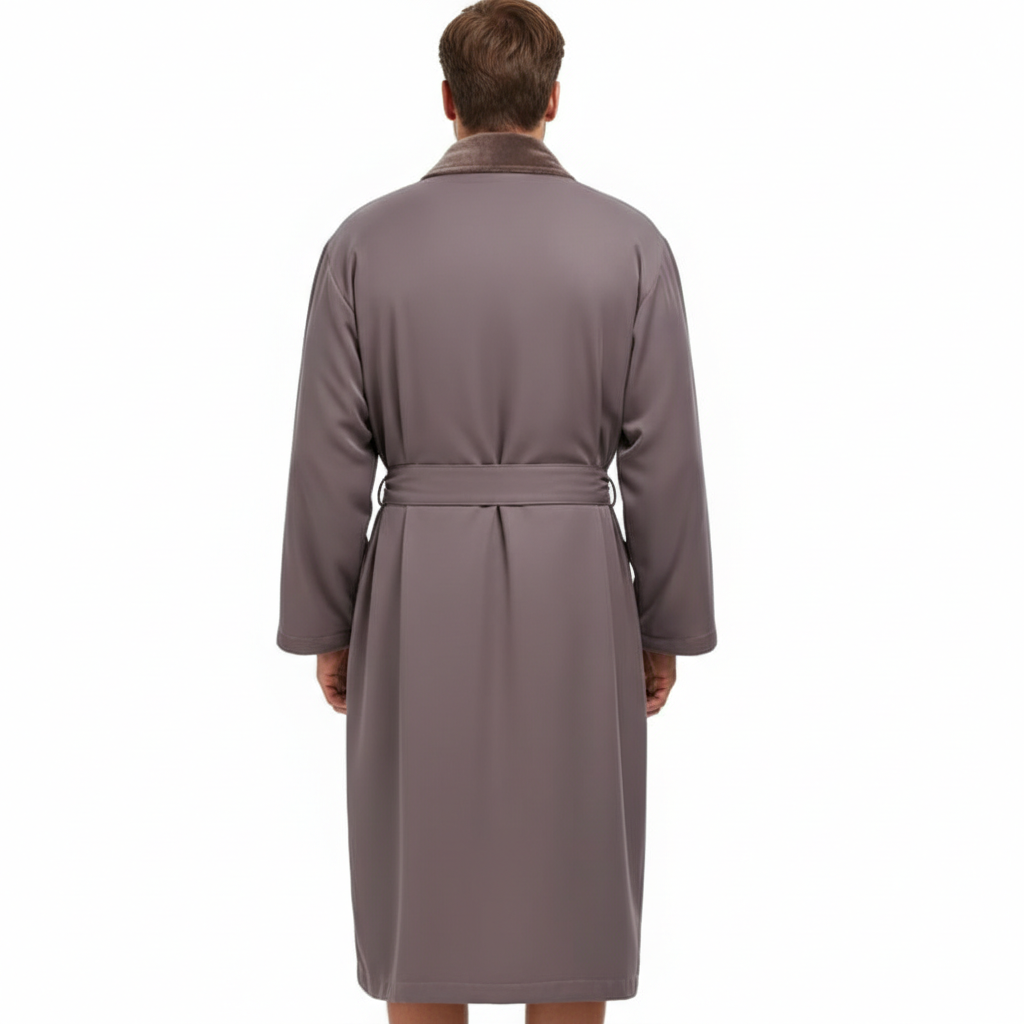 Plush Lined Microfiber Bathrobe With Pockets