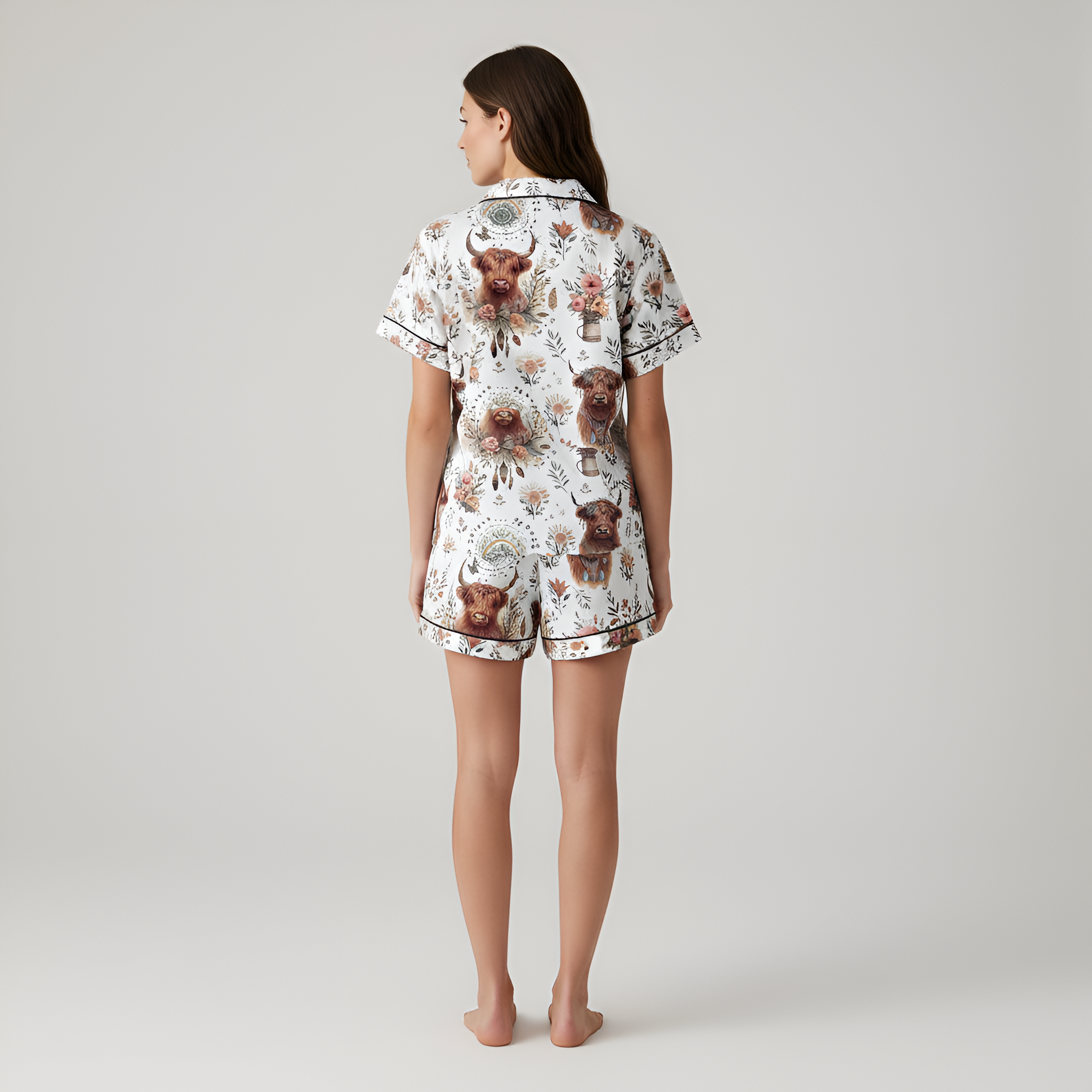 Floral Yak Three Piece Pajama Set