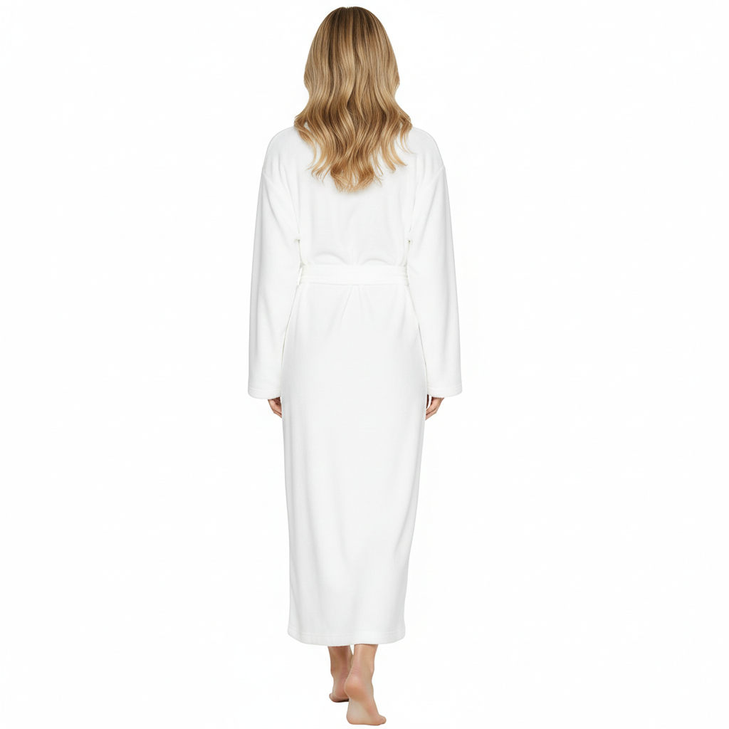 Soft Fleece Shawl Collar Design Long Fluffy Bathrobe