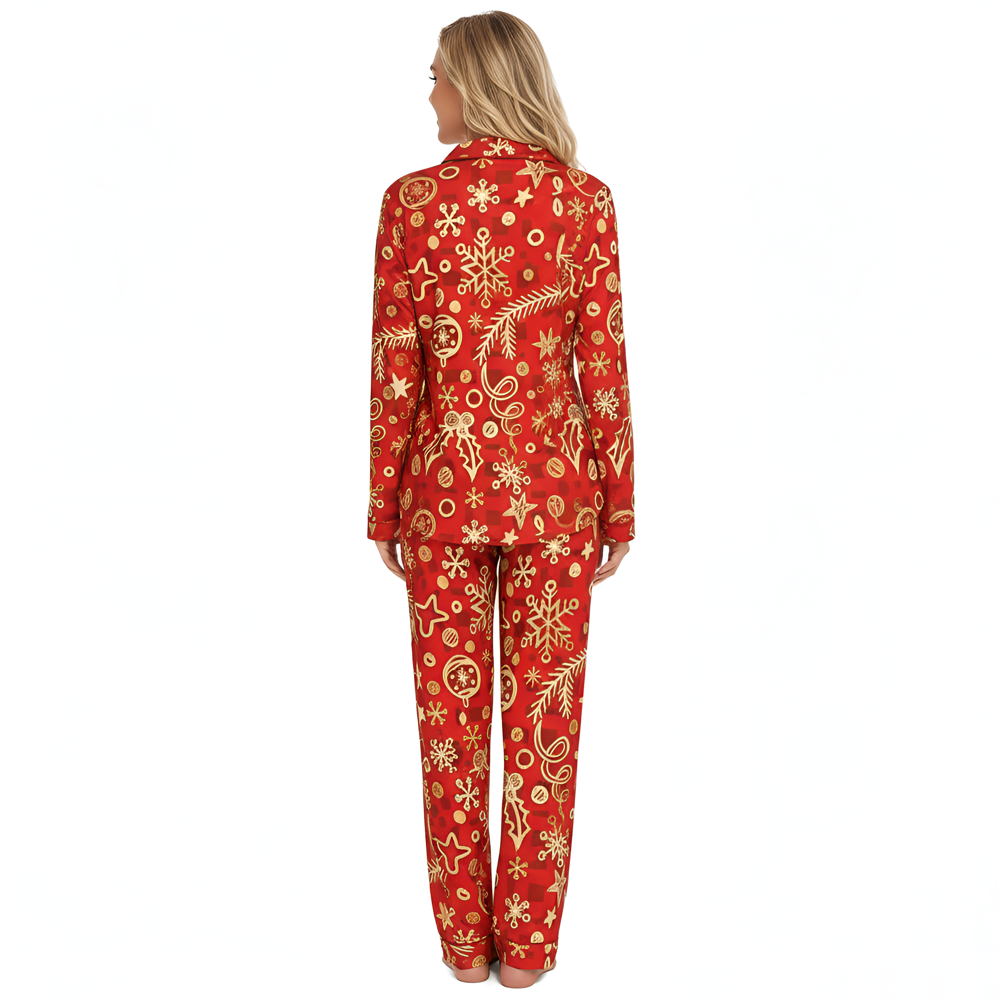 Family Christmas Pajama Set with Plaid Pants and Printed Tops