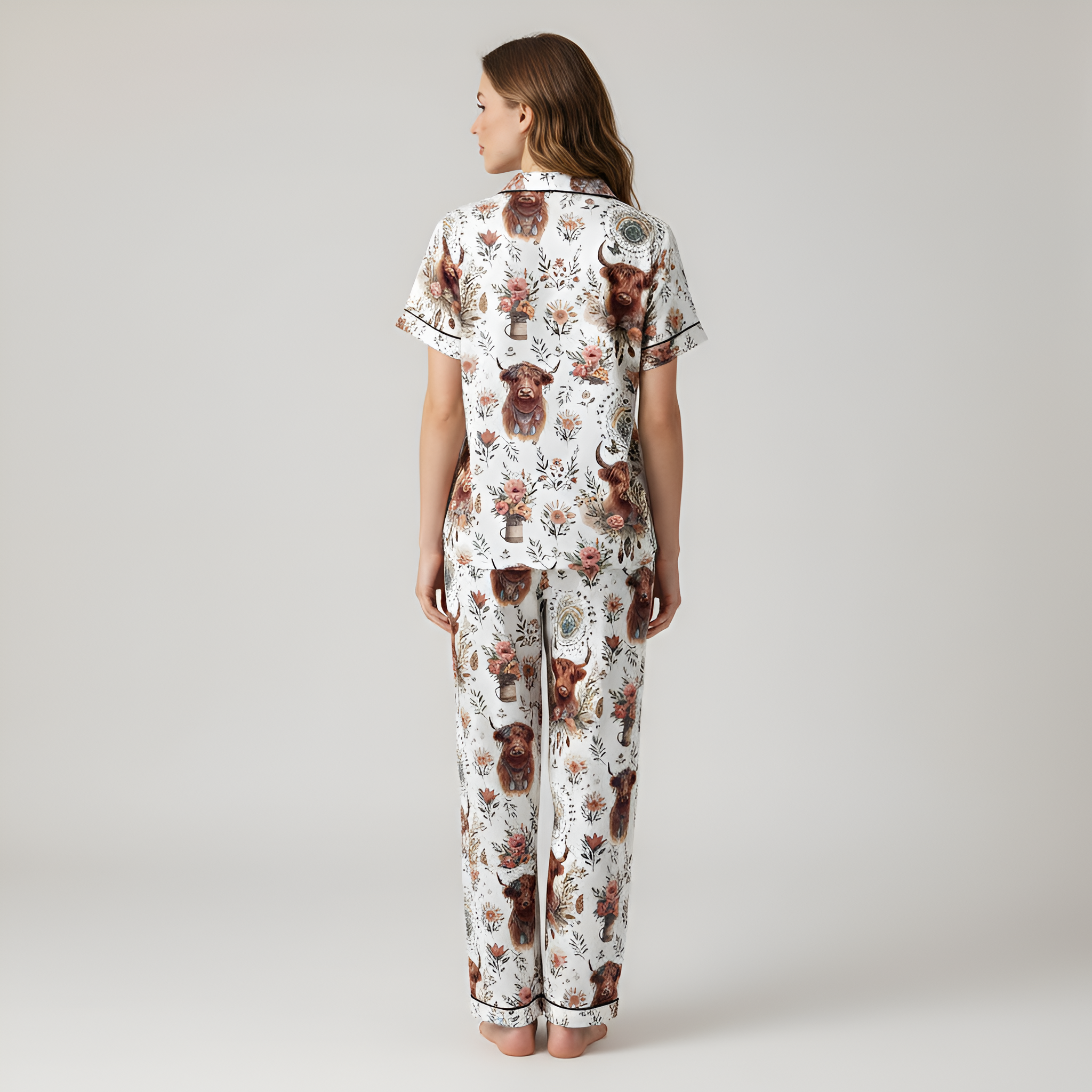 Floral Yak Three Piece Pajama Set