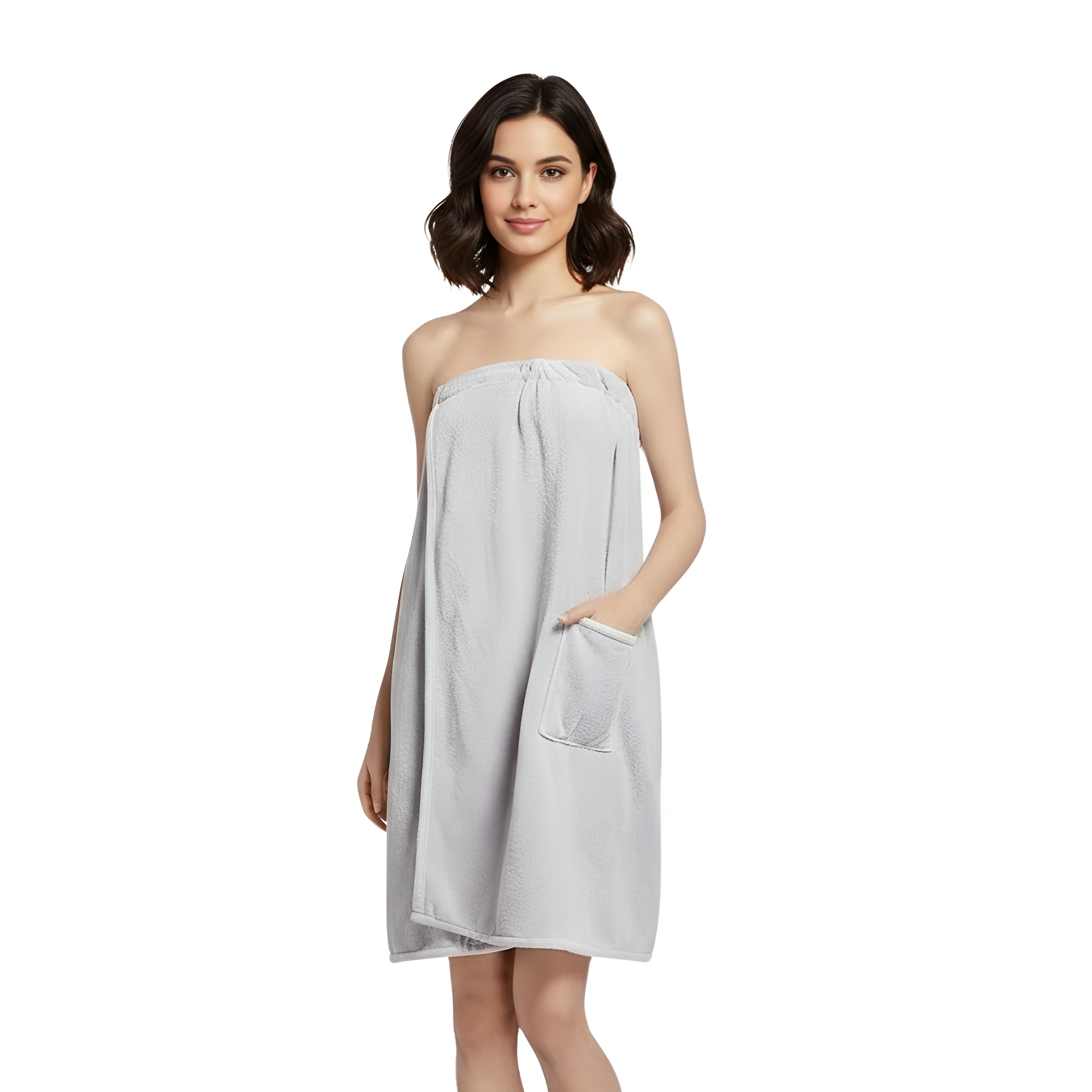 Soft Wrap Towel Bathrobe With Adjustable Closure For Women