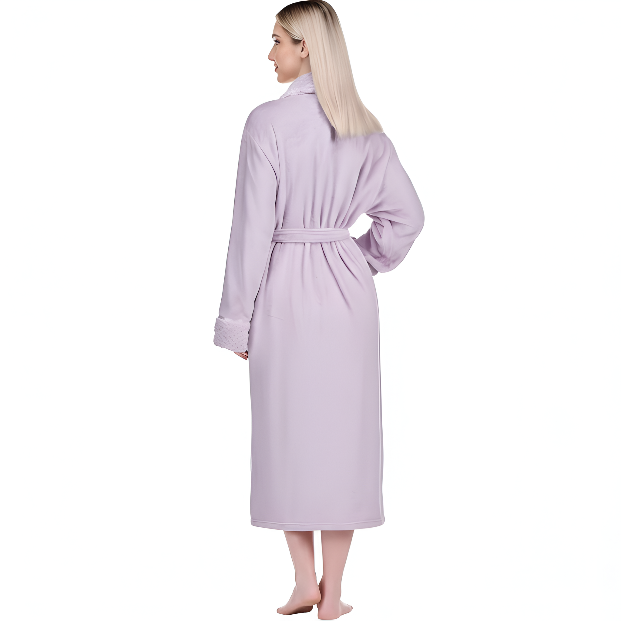 Soft Fleece Long Spa Bathrobe With Pockets