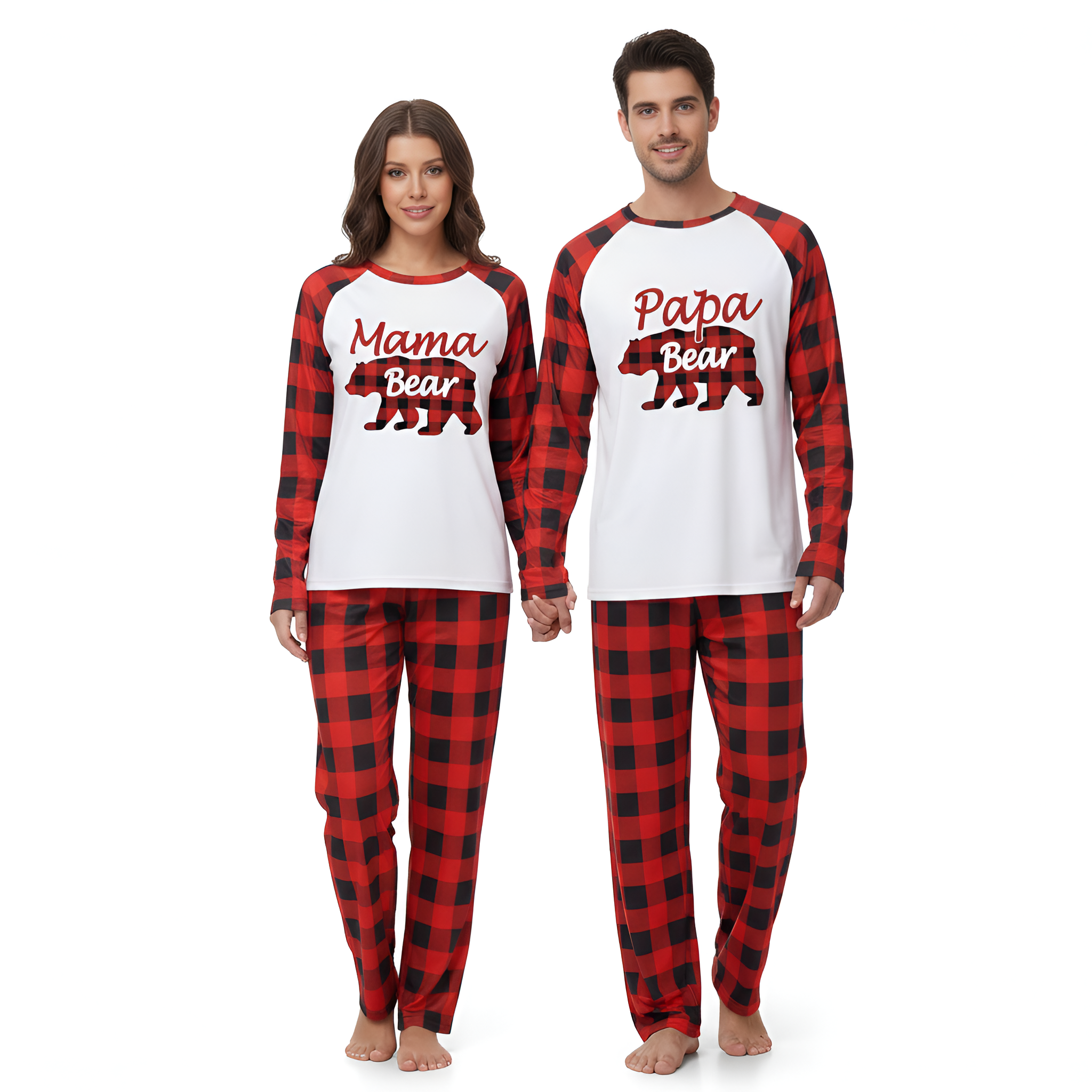 Matching Family Christmas Pajamas Sets With Bear Print For Winter Holidays