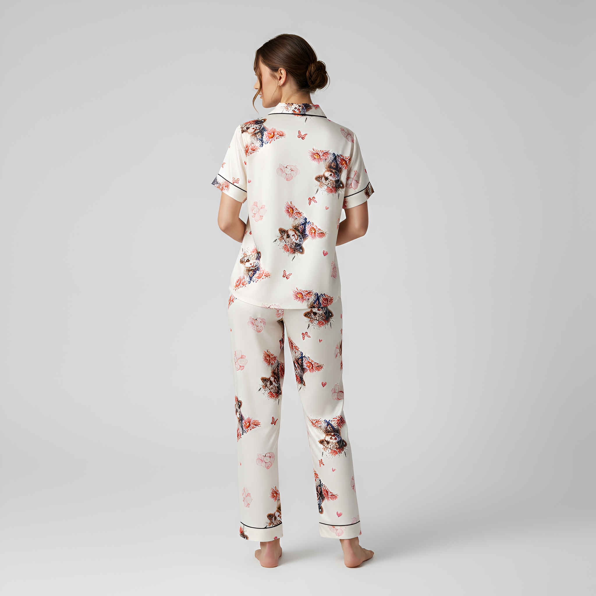 Cartoon Cow Three Piece Pajama Set