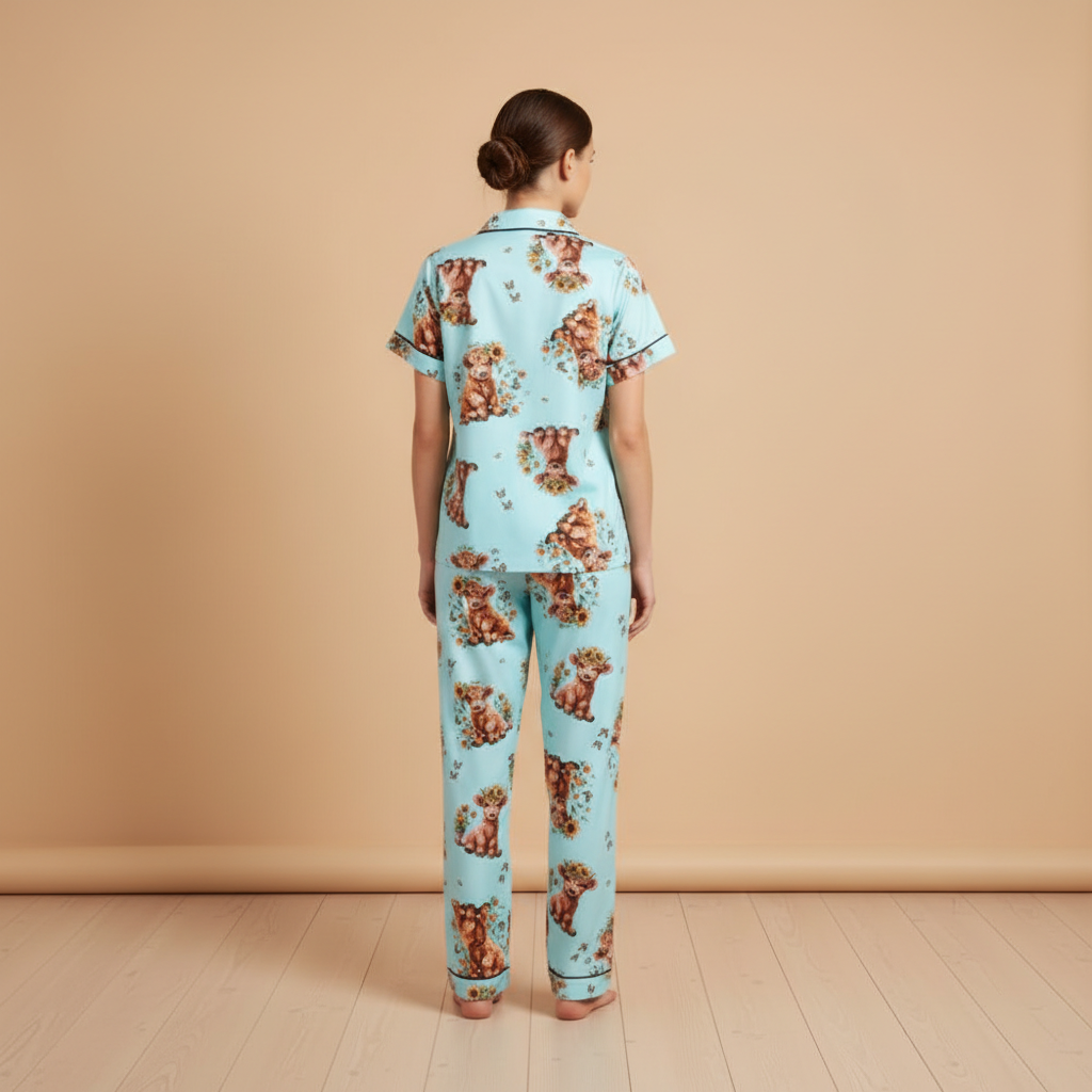 Three Piece Cow Print Pajama Set