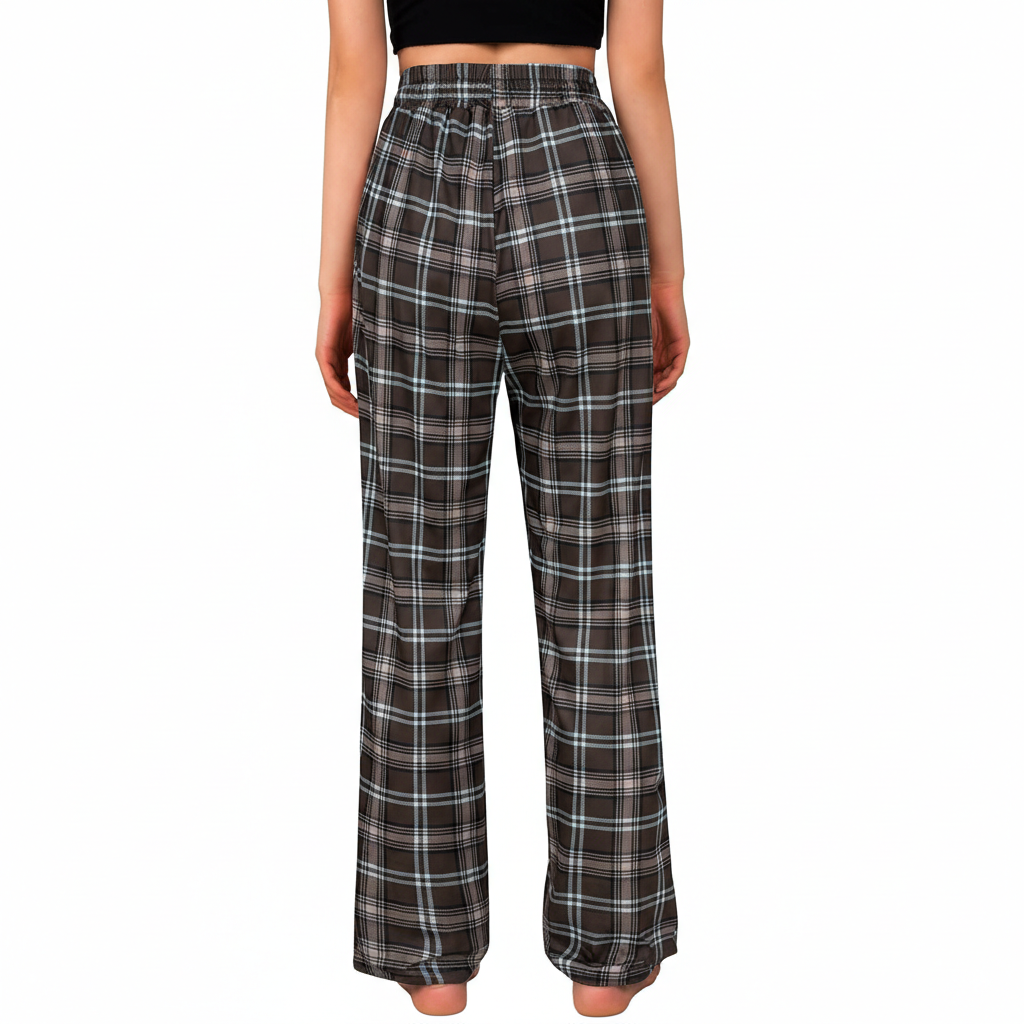 Plaid Pajama Pants For Lounge With Pockets For Women