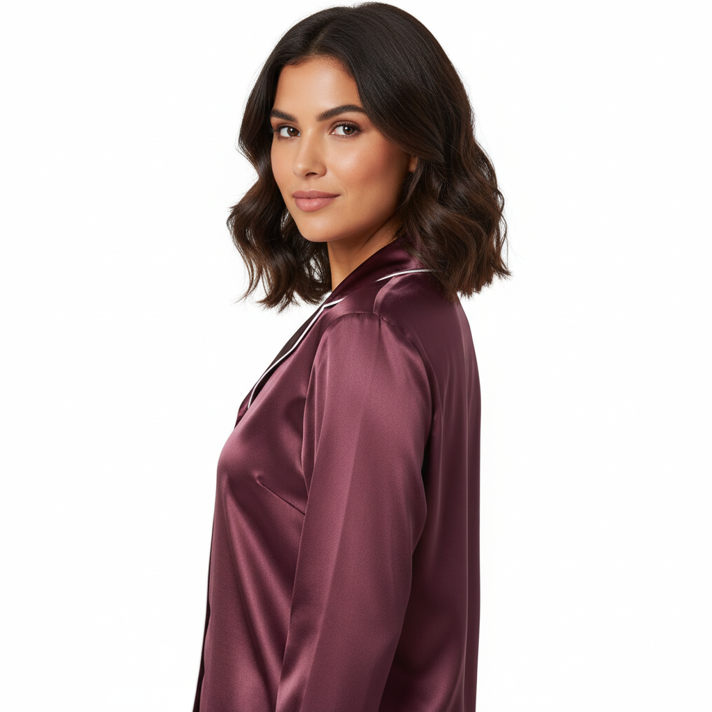 Classic Long Sleeve Pajama Set Button Down For Women