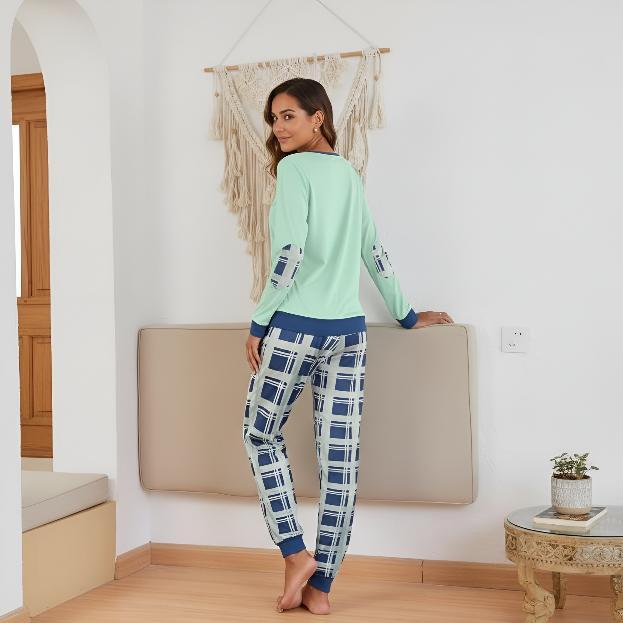2 Piece Long Sleeve Top And Jogger Pants Lounge Pajama Set