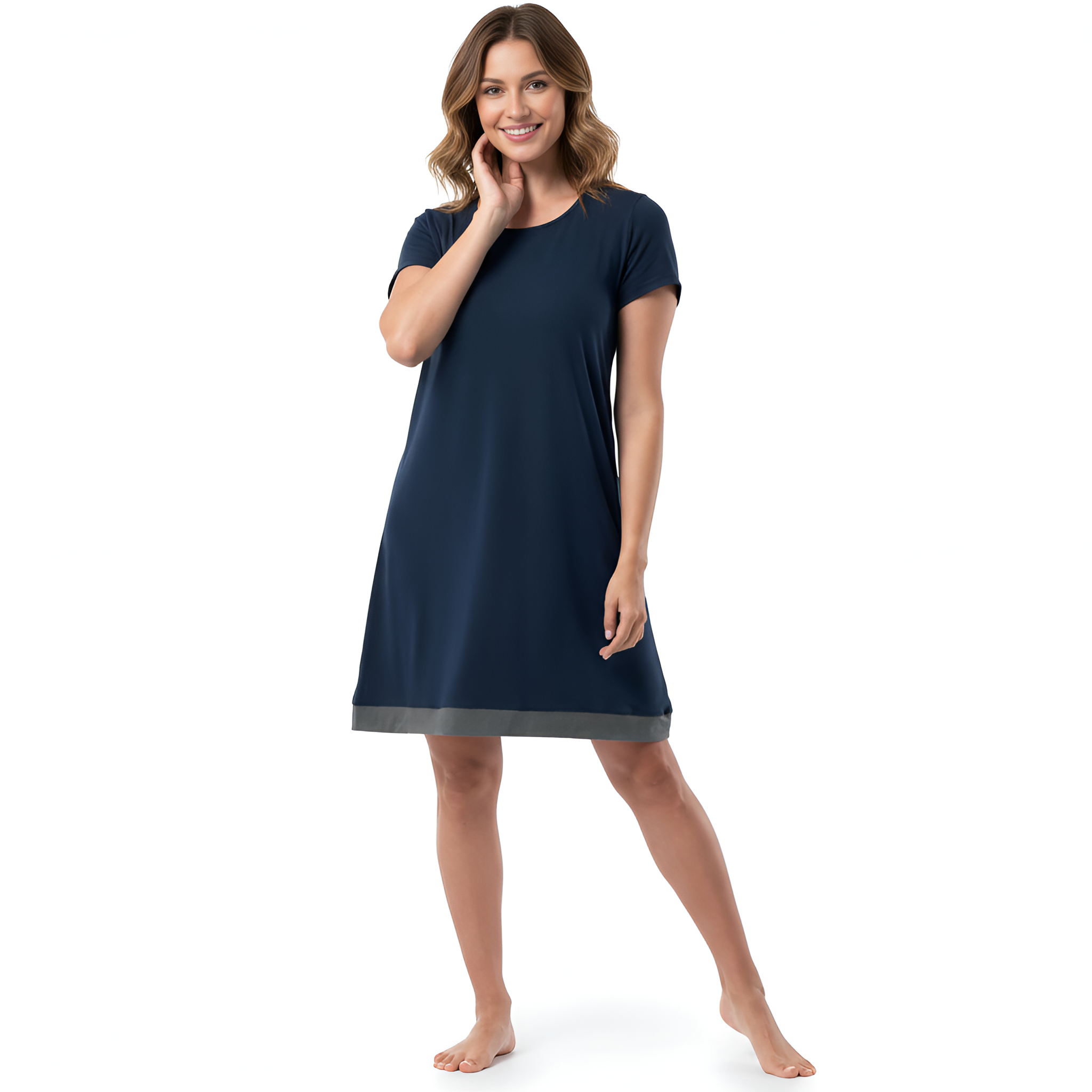Lightweight Lounge Dress with Short Sleeves For Women
