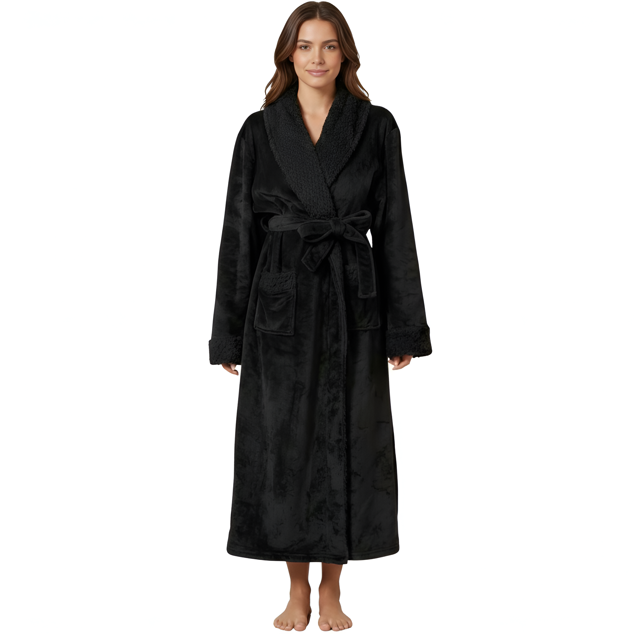 Long Soft Fleece Housecoat Bathrobe For Women