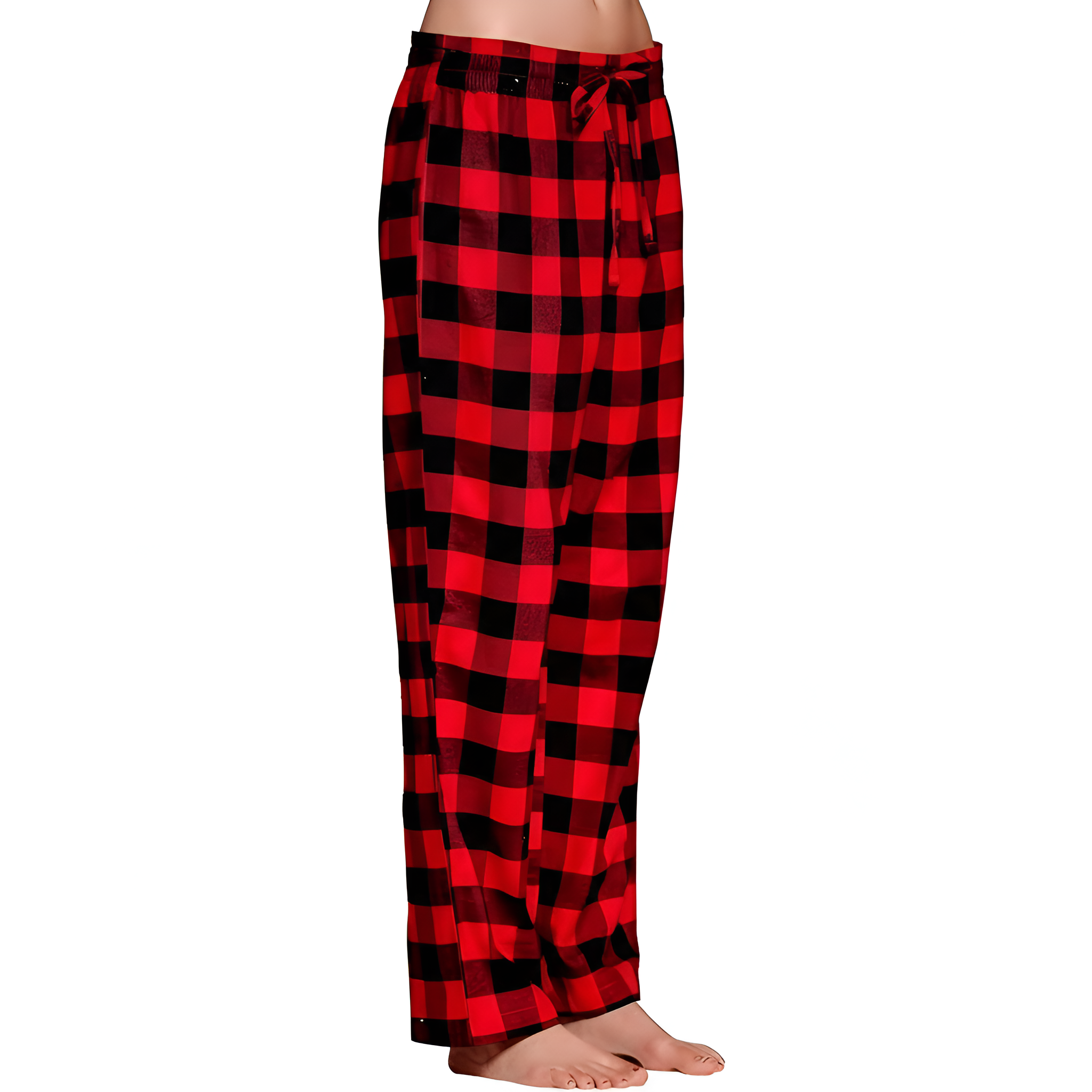 Flannel Plaid Pajama Pants With Drawstring For Women