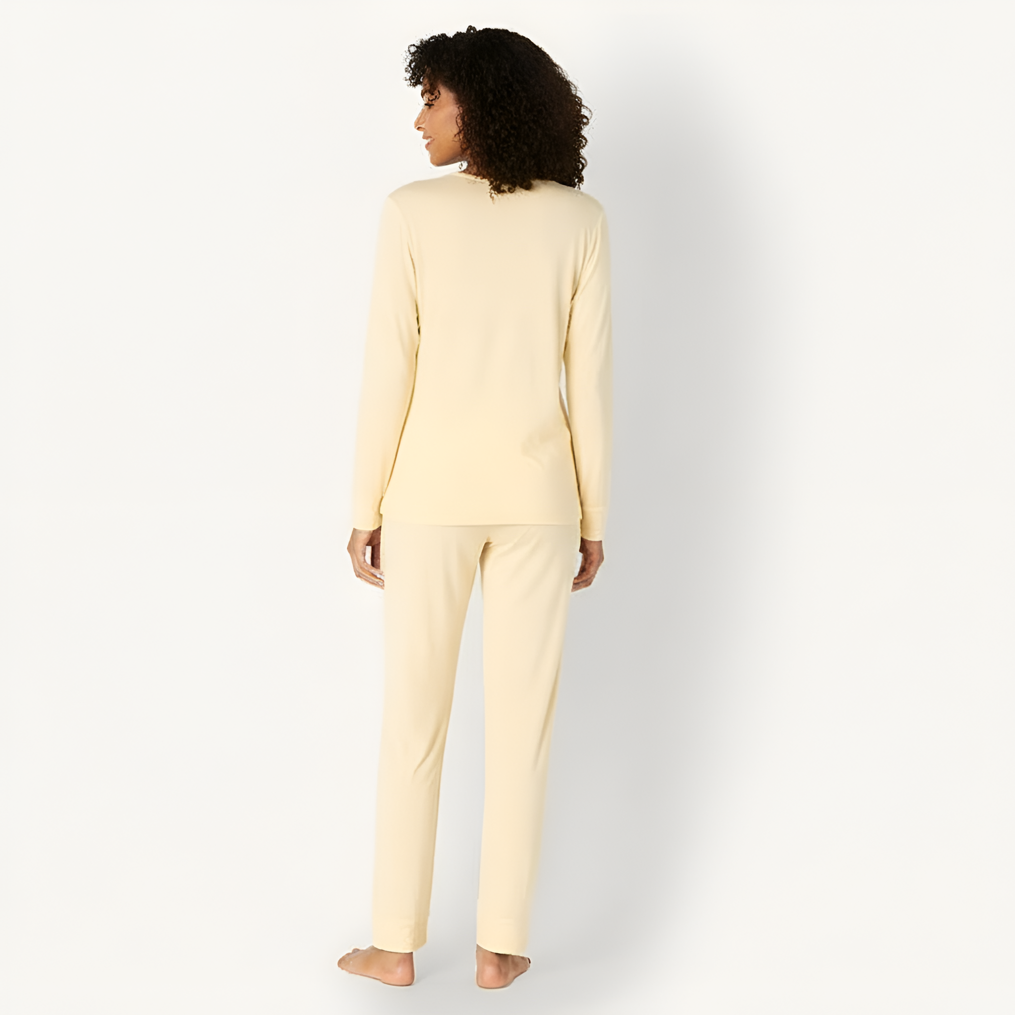 Classic Long Sleeve Button Front Pajama Set For Women