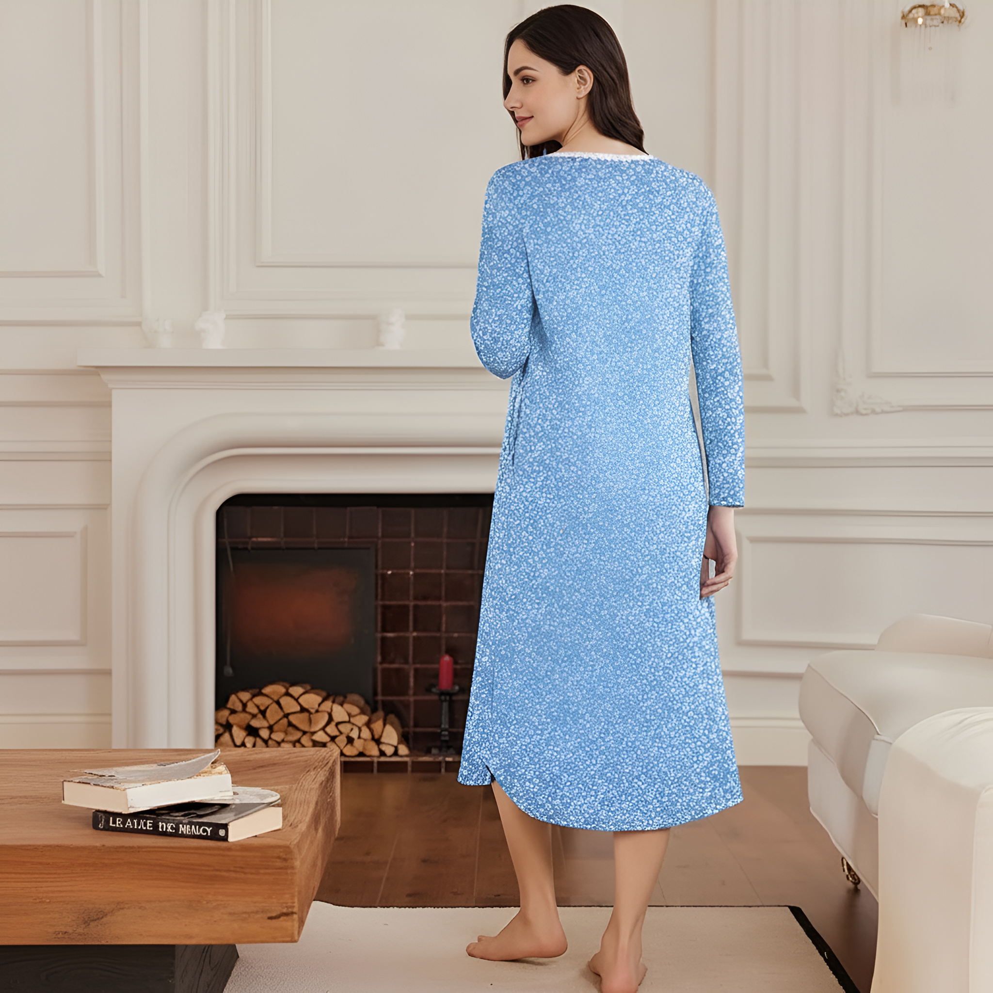 Full Length Nightgown For Women With Pockets