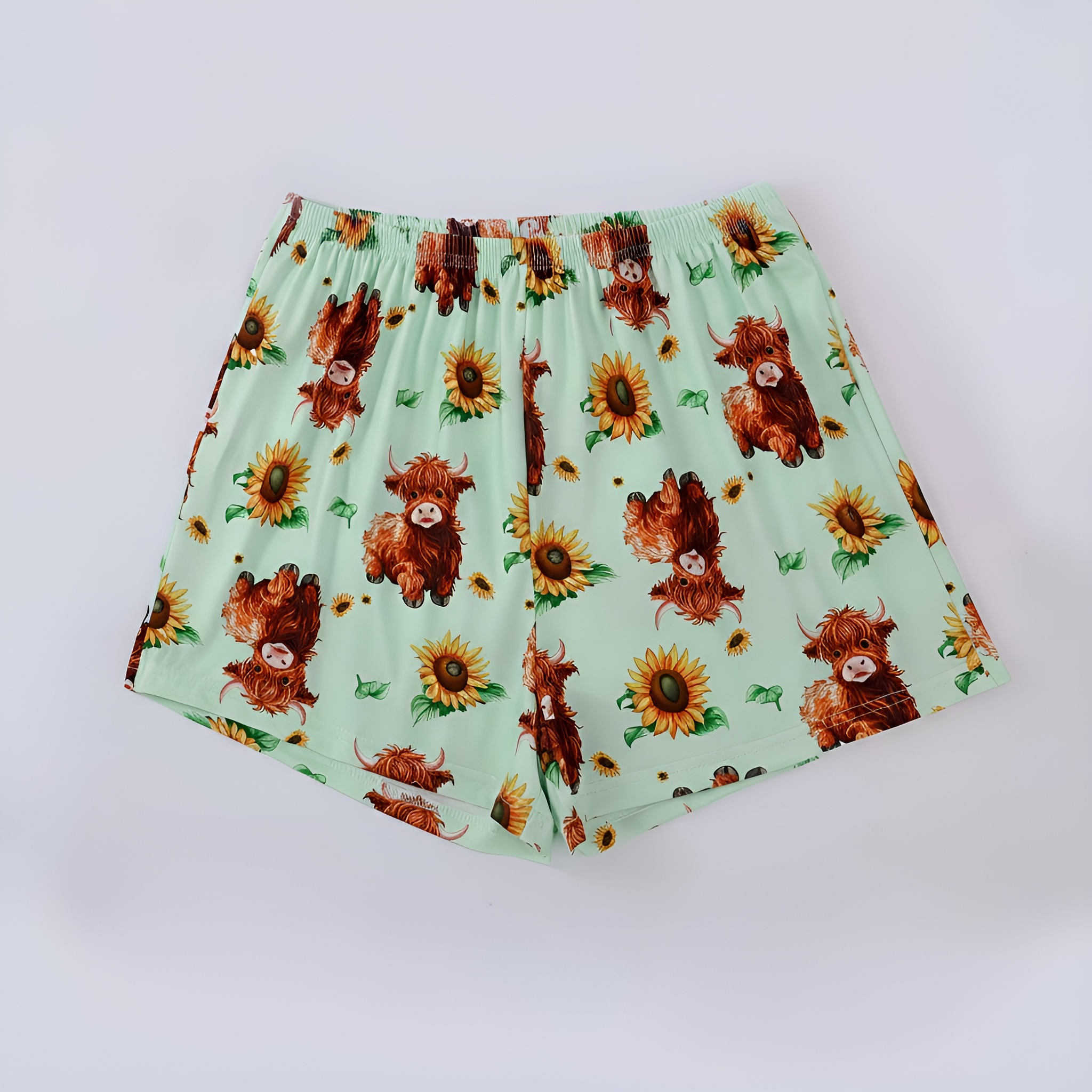 Highland Cow Print 3 Piece Pajama Lounge Set For Women