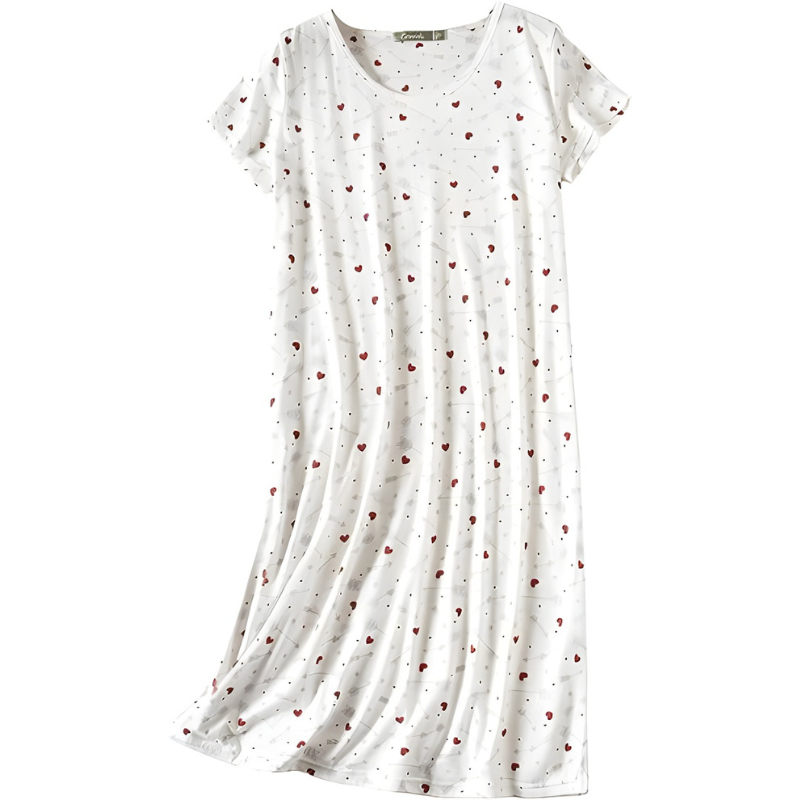Casual Nightgown Sleepwear With Short Sleeves And Sheep Print For Women