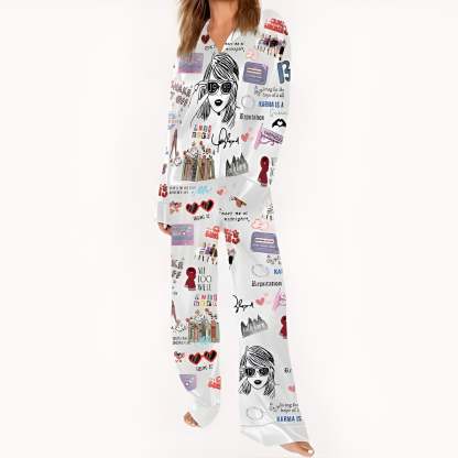 Two Piece Pajama Set With Lapel Collar-Original Pajamas
