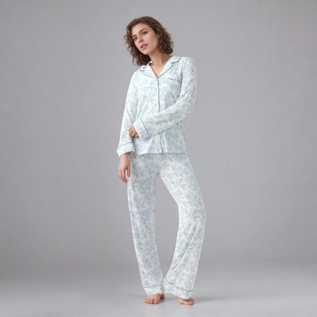 Women Bamboo Stretch Knit Long Sleeve Pajama Set
